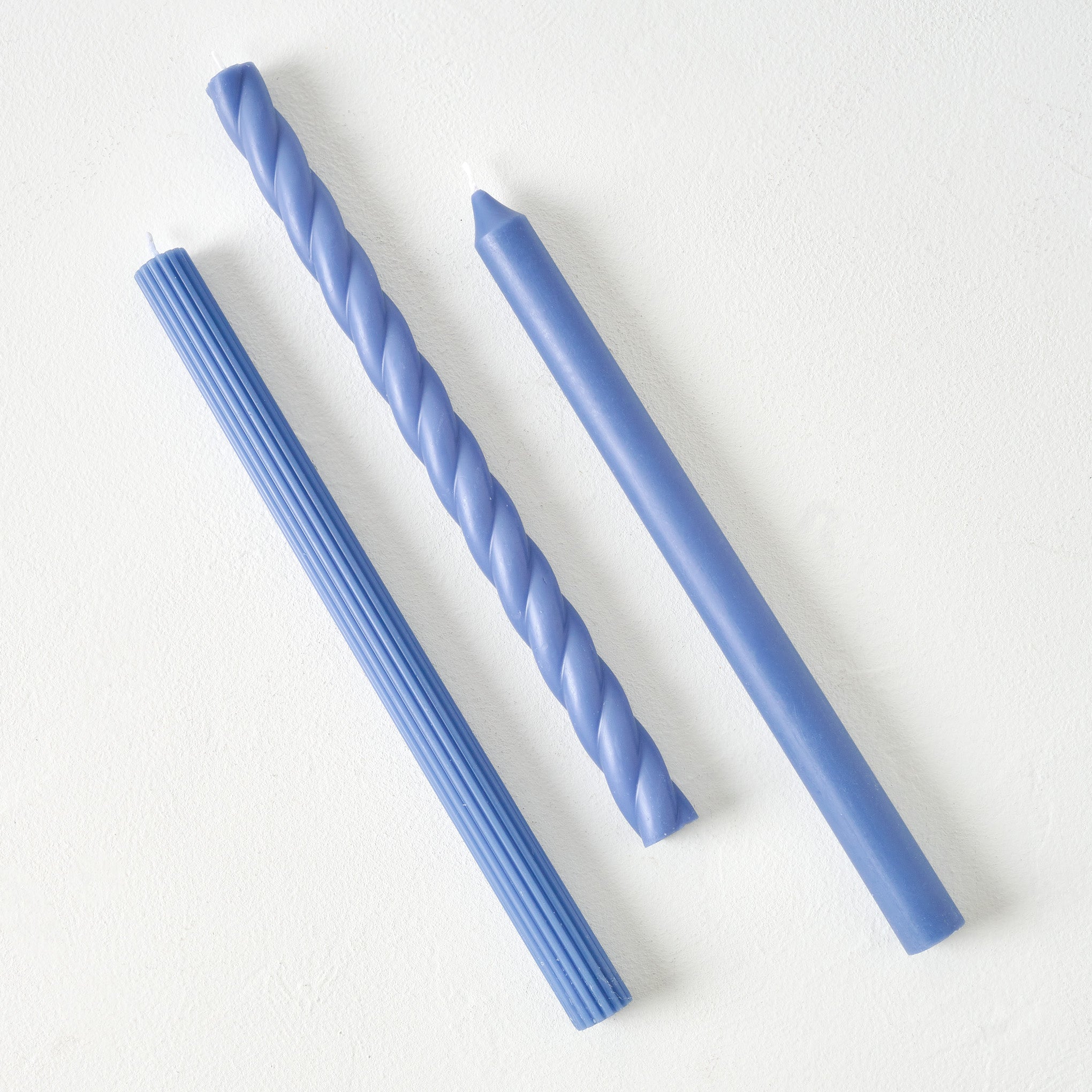 Assorted Blue Taper Candle Set