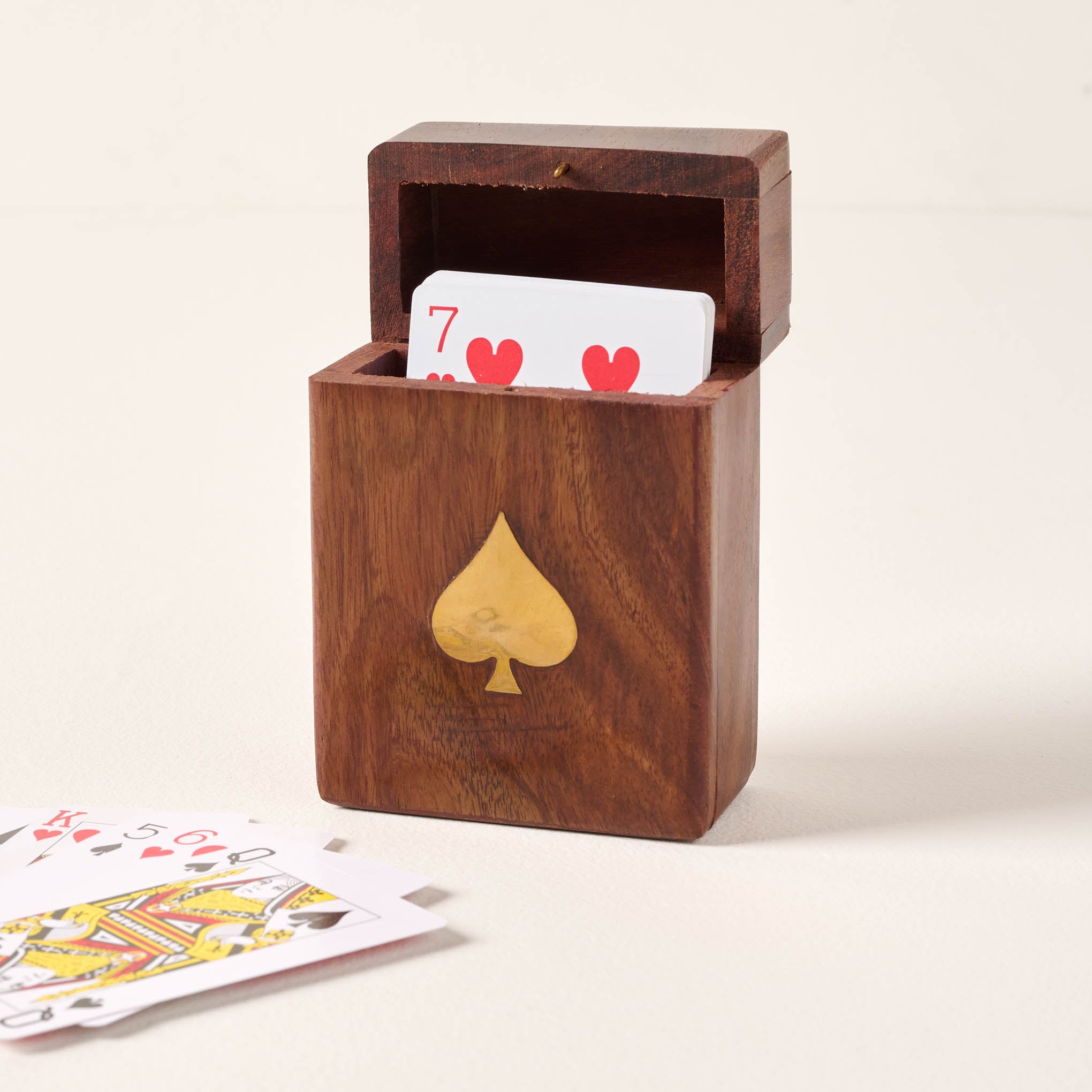 Turf Club Playing Card Holder open with cards inside $26.00