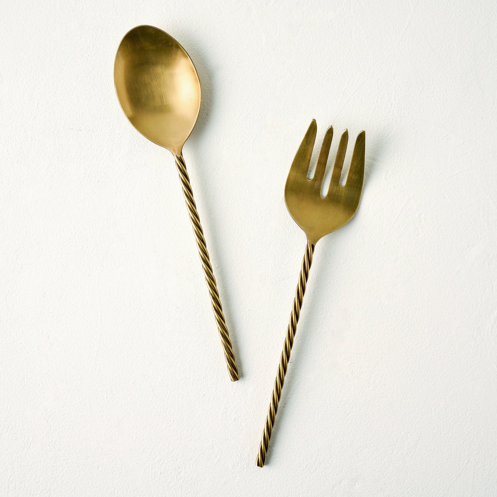 Antique Brass Twisted Serving Utensil Set