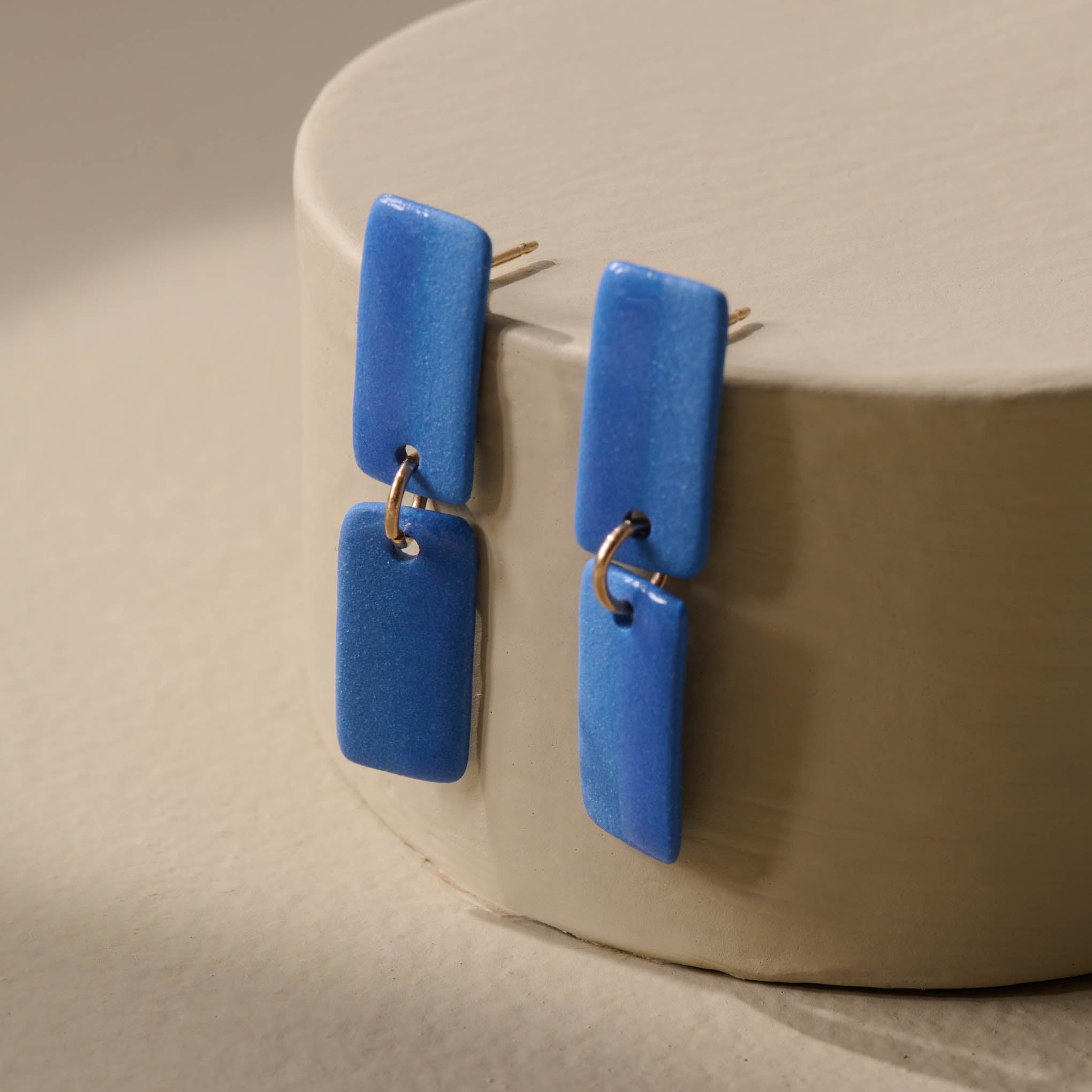 Azure mini brick earrings