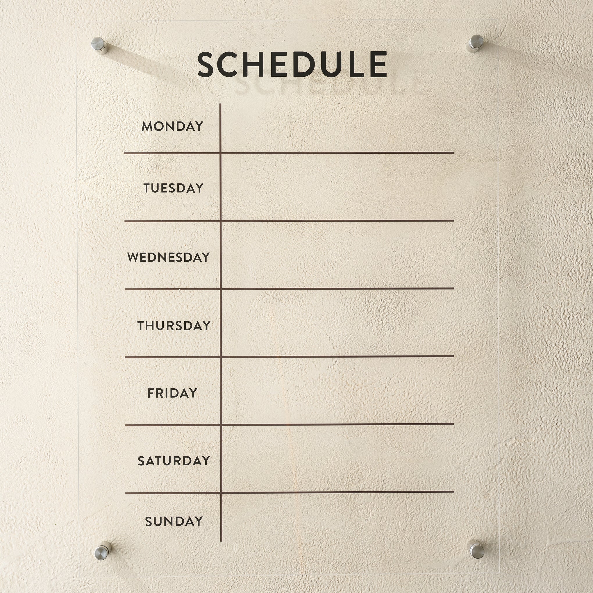 Acrylic Weekly Wall Calendar On sale for $34.80, discounted from $58.00