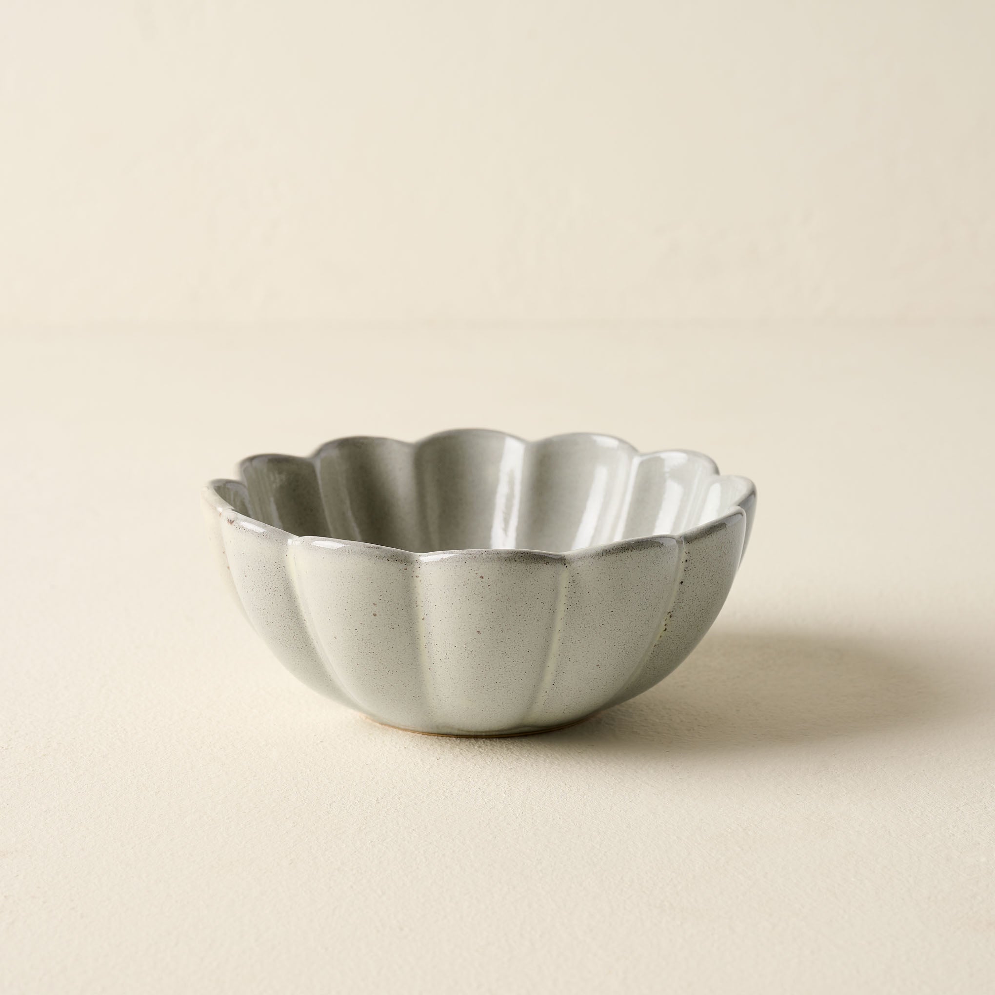 Grey Scalloped Cereal Bowl