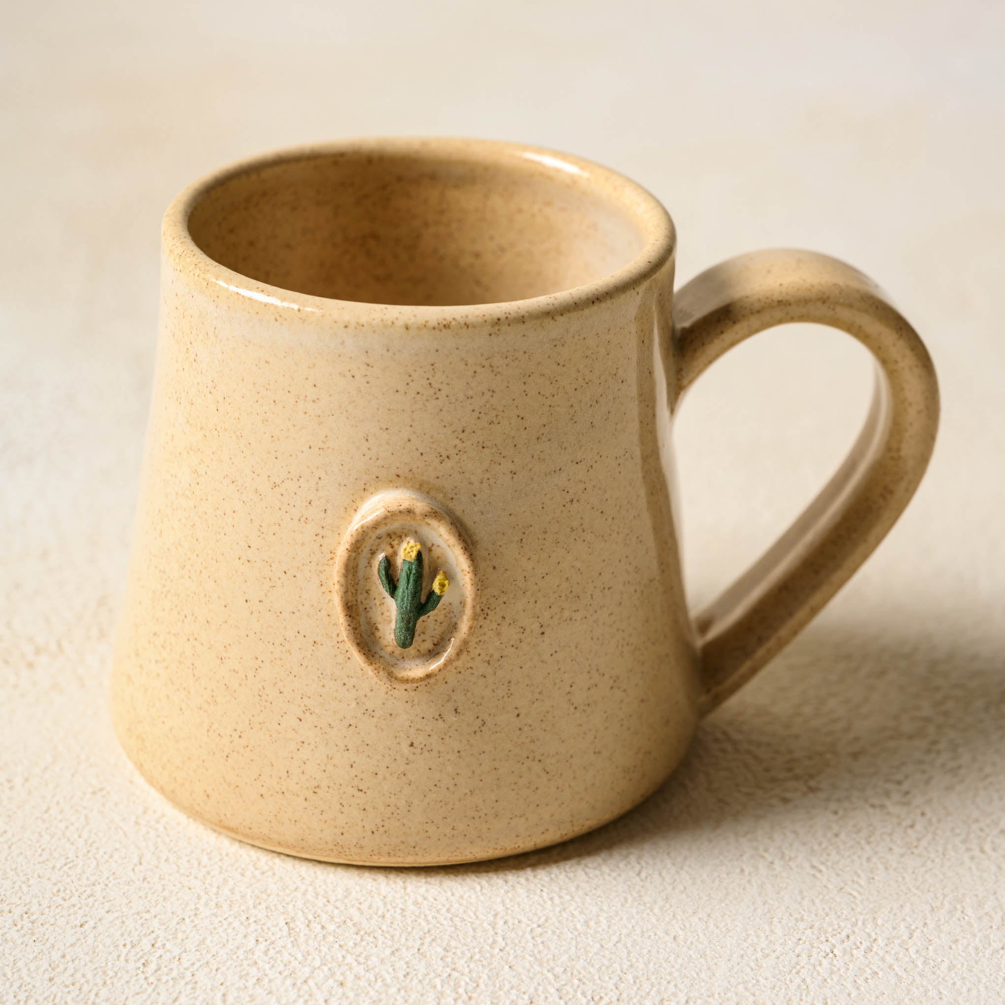 Handcrafted Cactus Ceramic Coffee Mug - Unique Hand Thrown Pottery