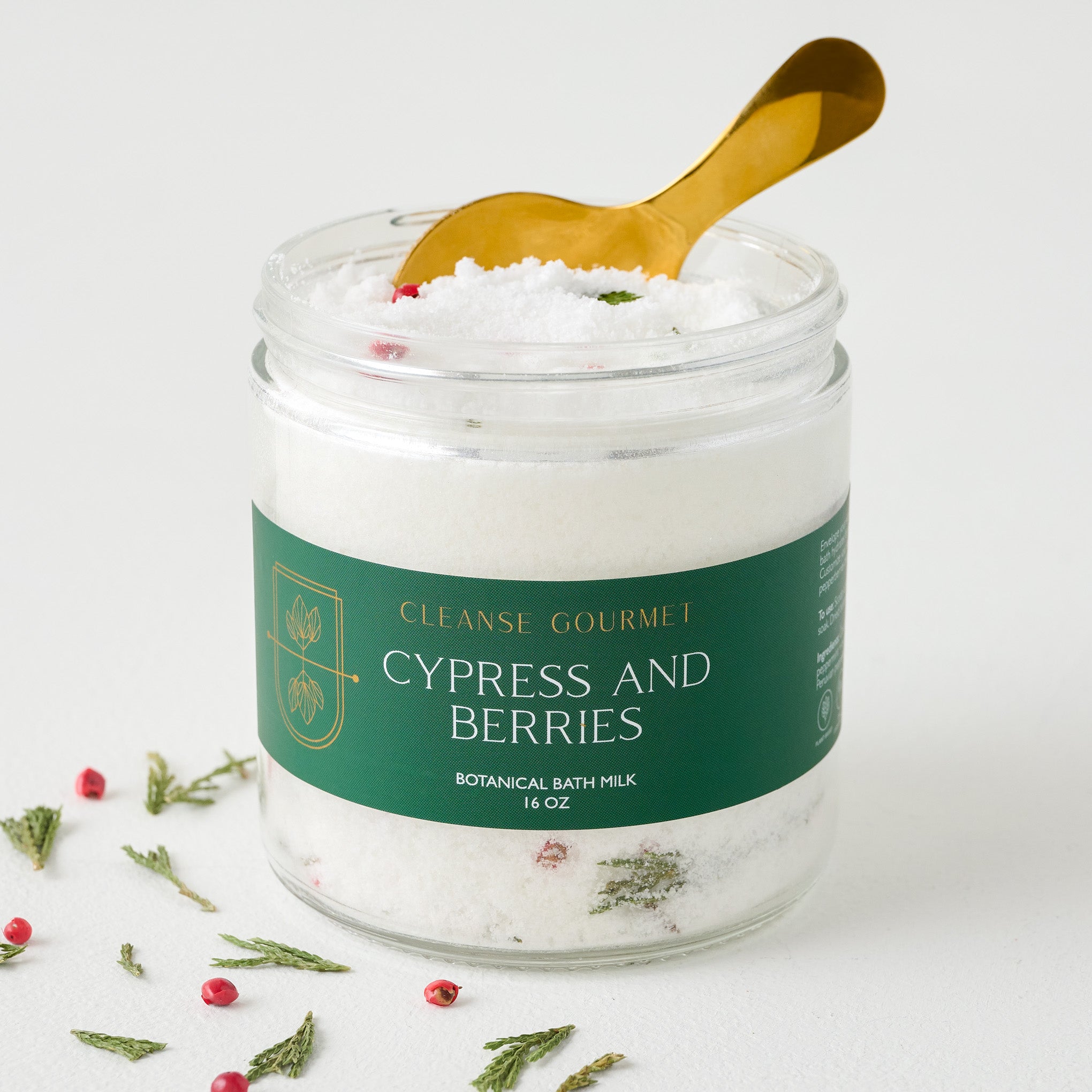 Cypress and Berries Milk Bath Jar shown open