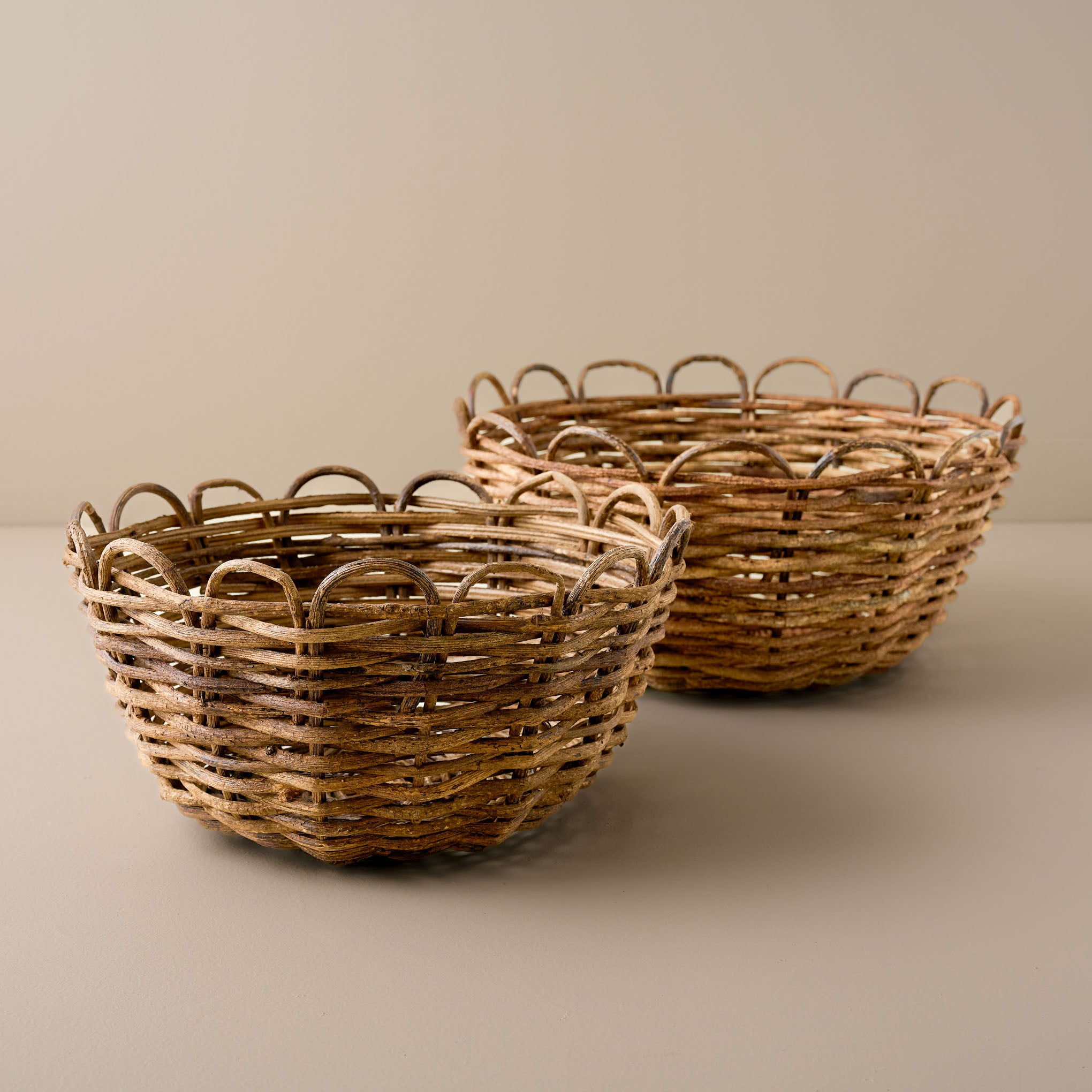 Scalloped Woven Basket Items range from $36.00 to $48.00