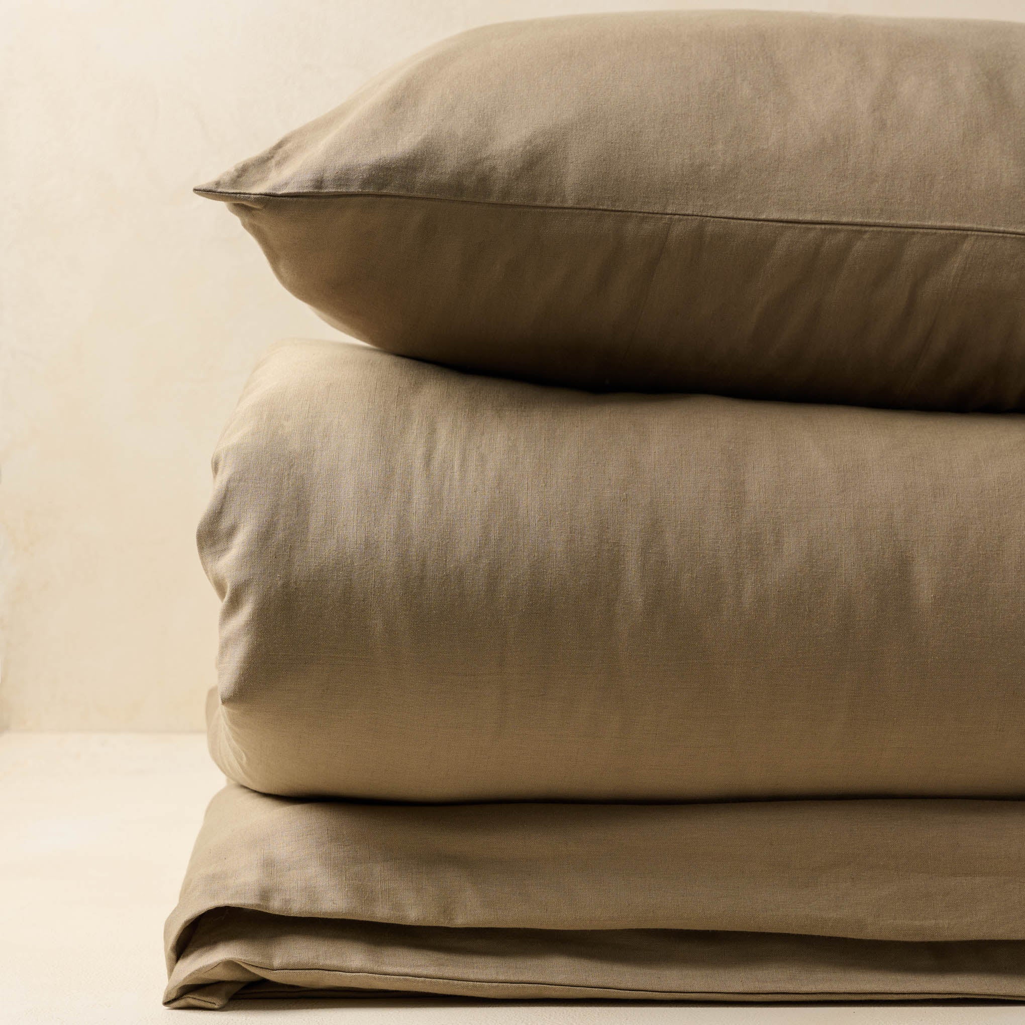 Driftwood Linen Cotton Duvet with matching pillow Items range from $159.00 to $169.00