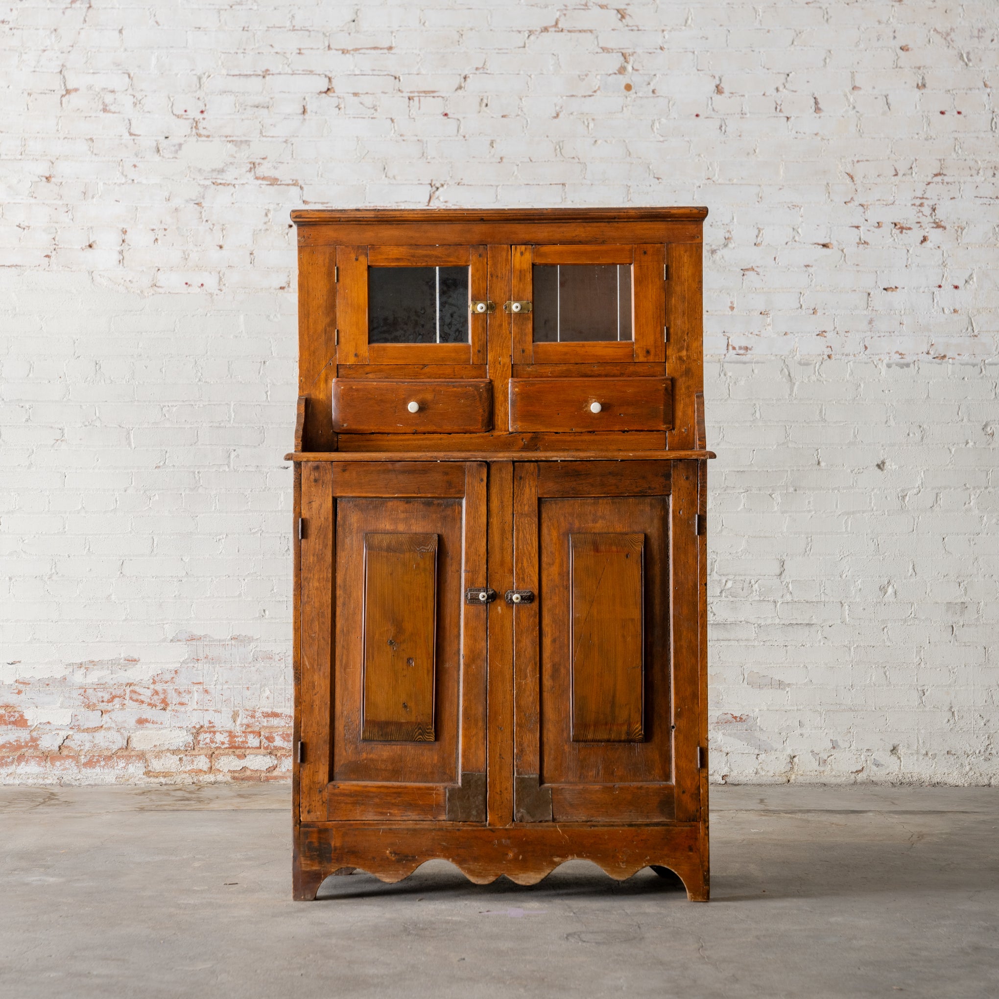 Antique Wooden Stepback Cabinet