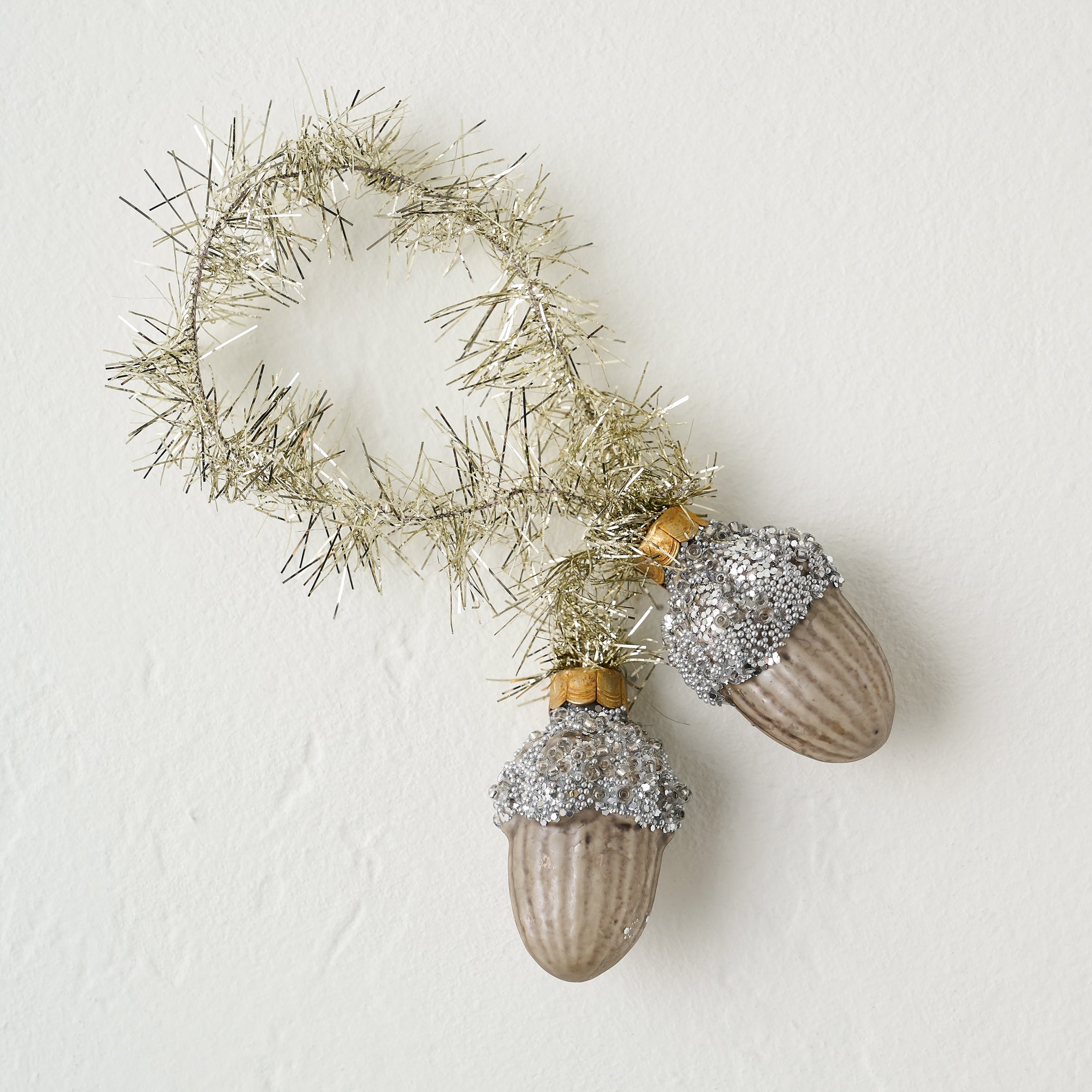 Beaded Acorn Ornament with Tinsel