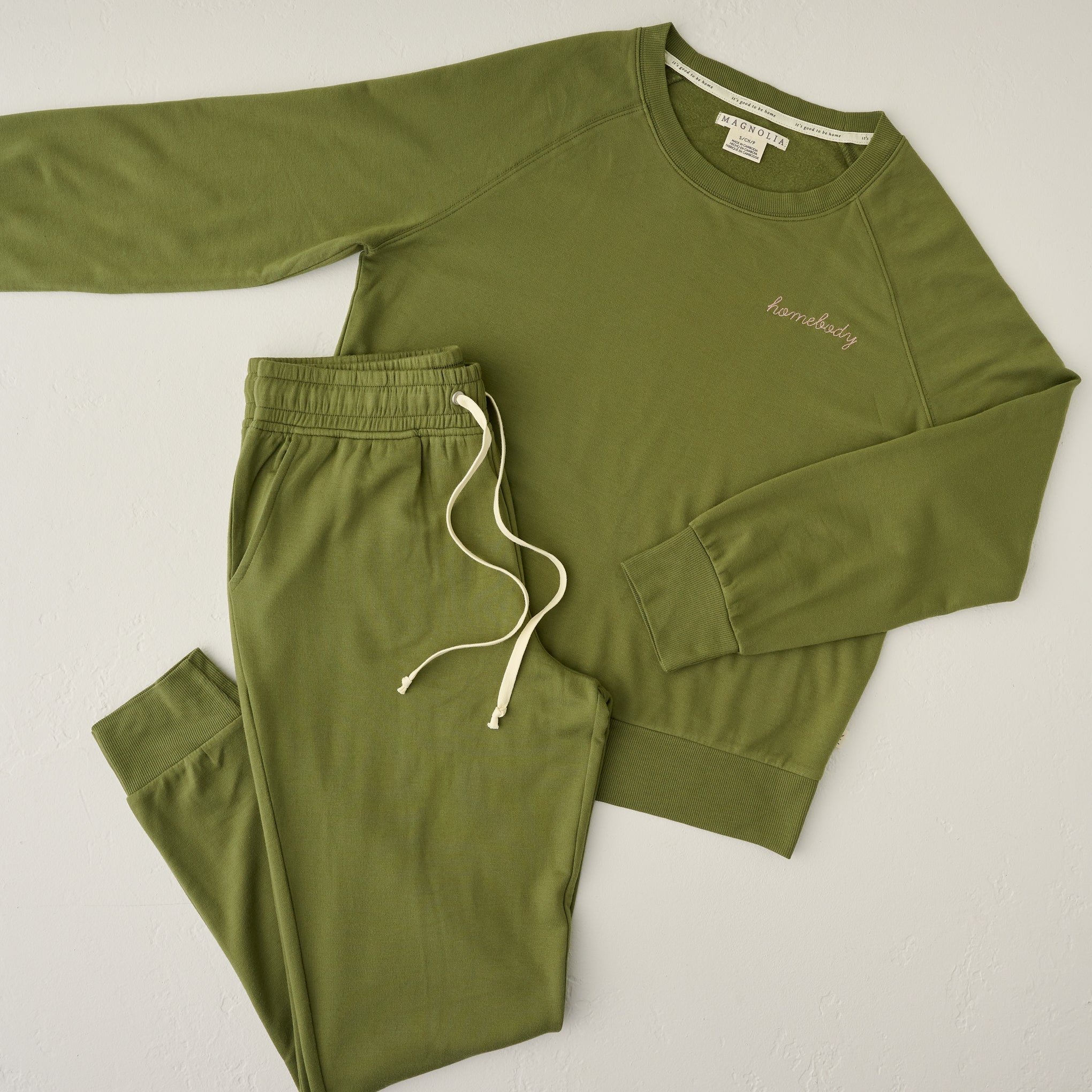 Homebody Olive Crewneck Loungewear Set On sale for $62.40, discounted from $78.00