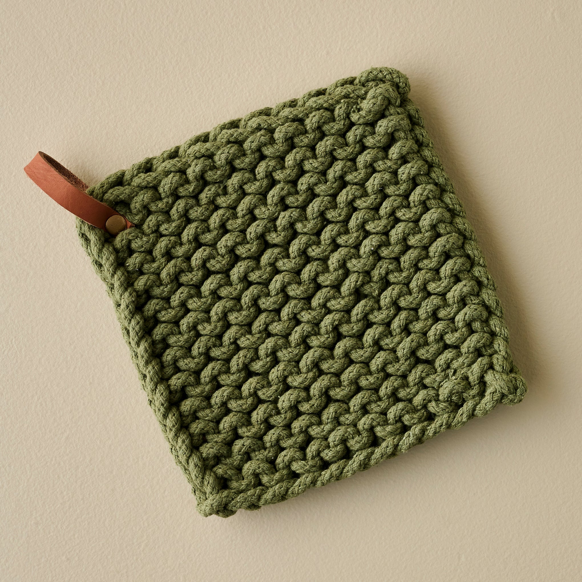 Hand Crocheted Cotton Pot Holder in Green $10.00