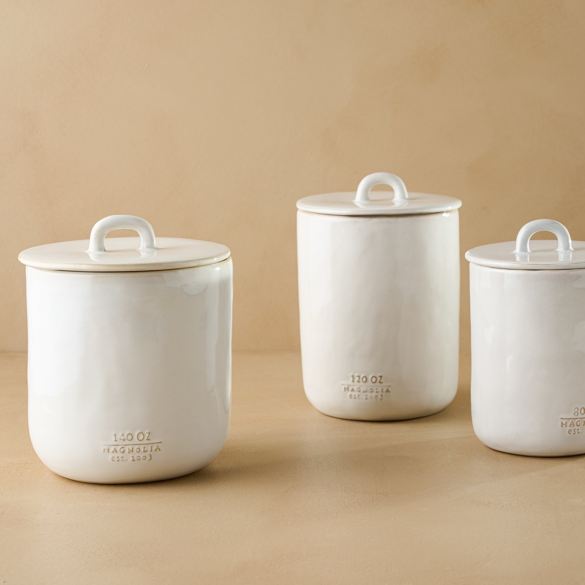 Mia Ceramic Canister in all three sizes Items range from $24.00 to $34.00