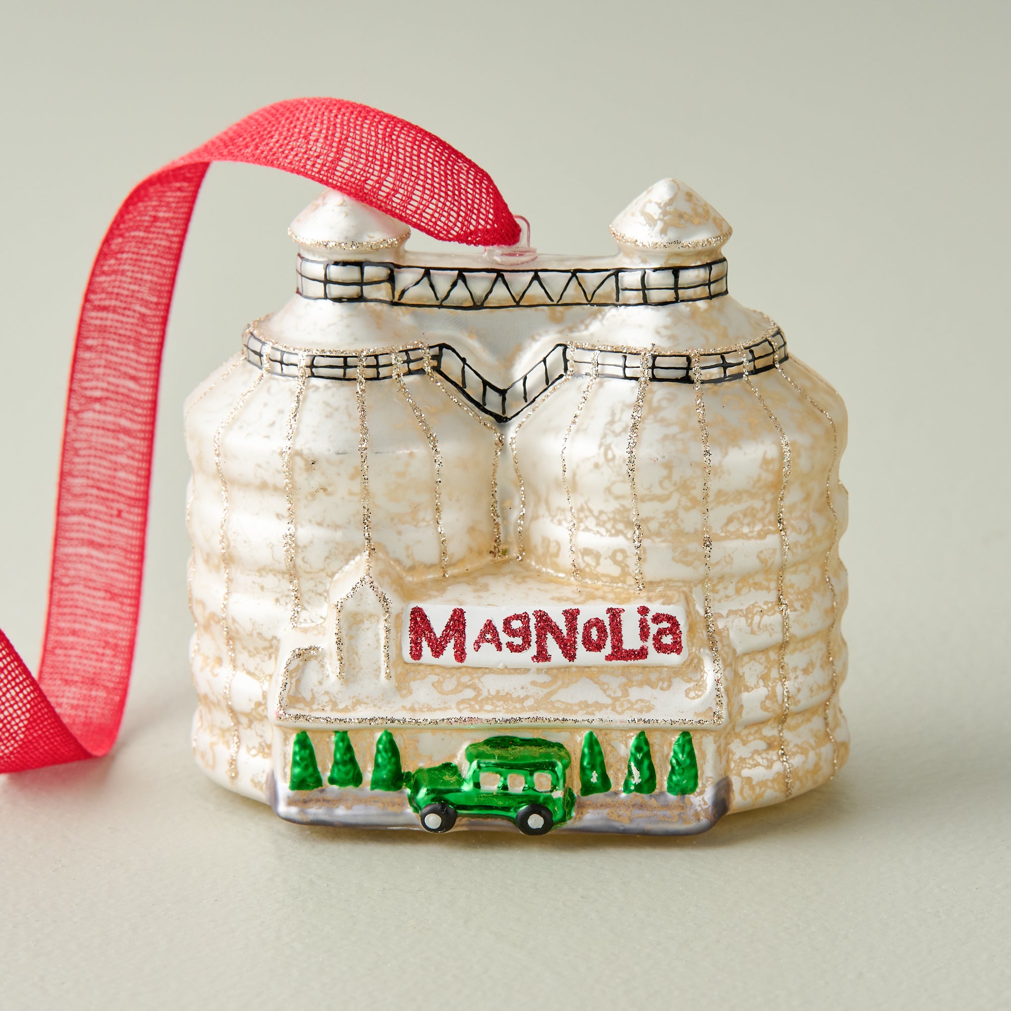 Magnolia Silos Vintage Glass Ornament On sale for $12.80, discounted from $16.00