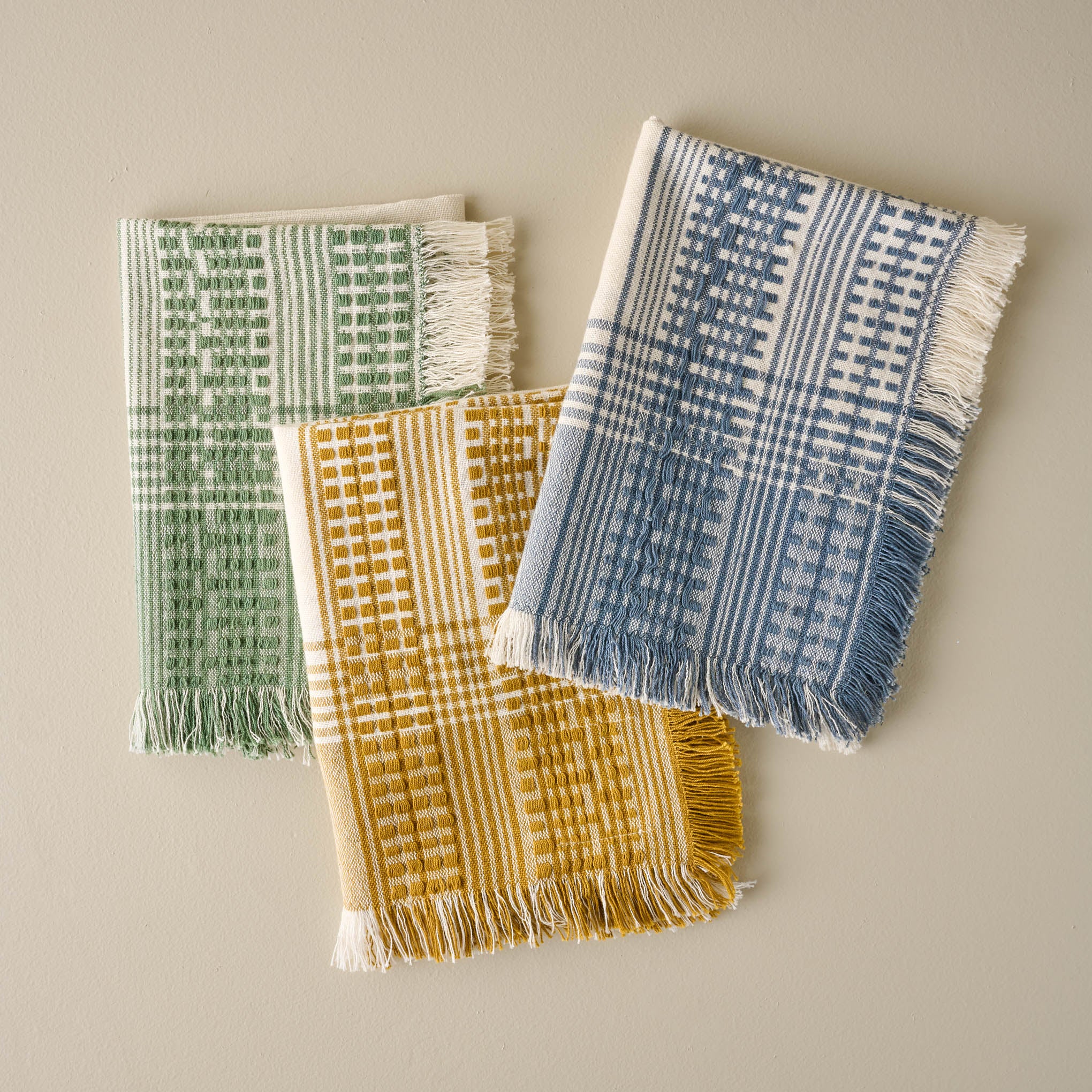 Magnolia Plaid Makers Mark Tea Towel in three color variants $16.00