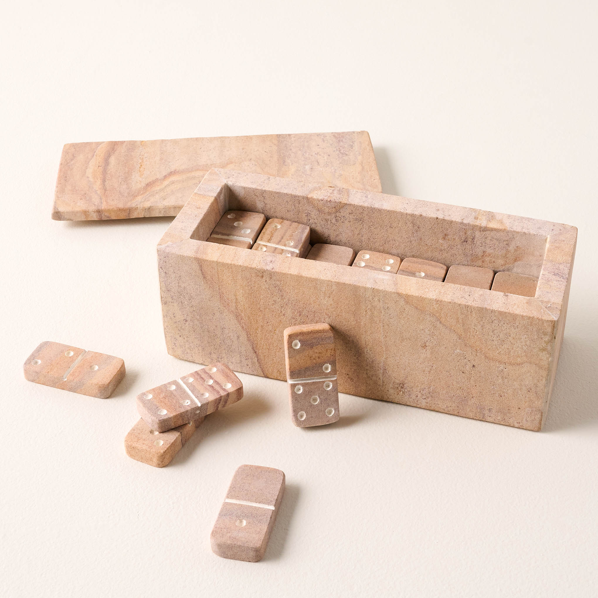 sandstone dominoes game in sandstone box with lid $44.00