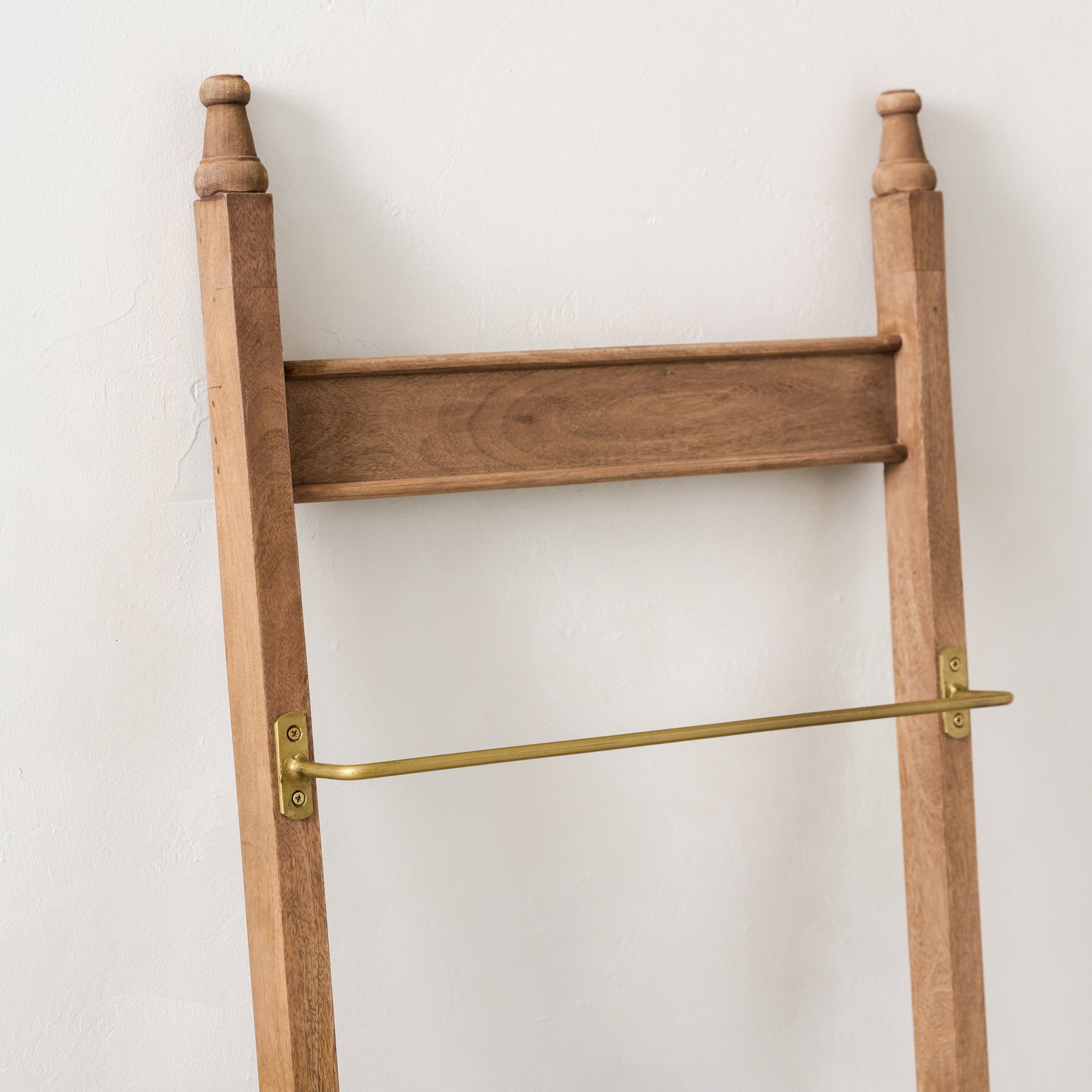 Brass and Wood Library Ladder Magnolia