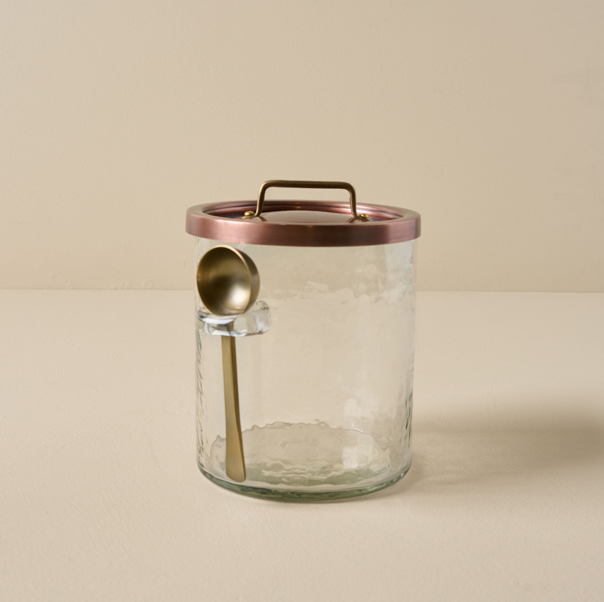 Antique Copper + Rustic Glass Canister with Scoop small size