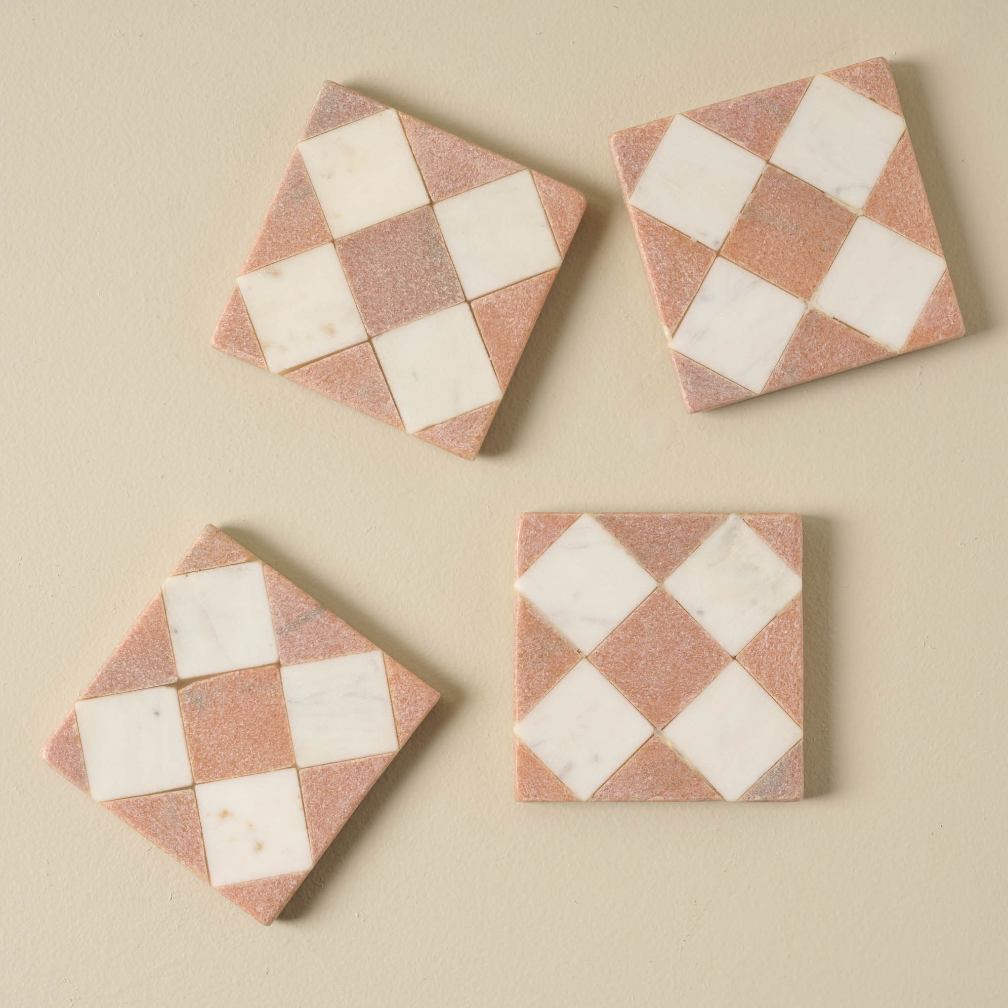 Carmella Checkered Marble Coasters Set of Four $28.00