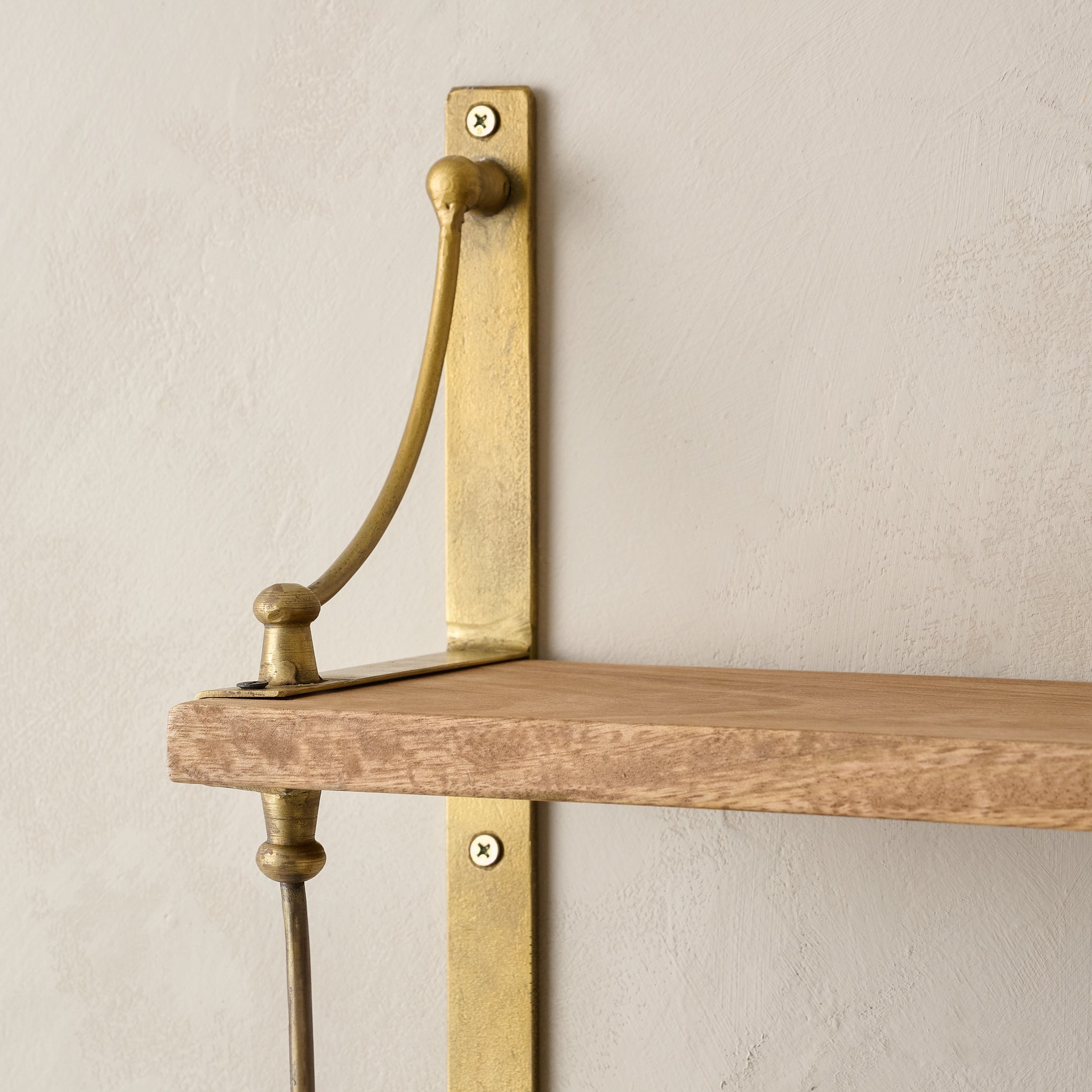 Double Parker Brass and Wood Shelf - Magnolia