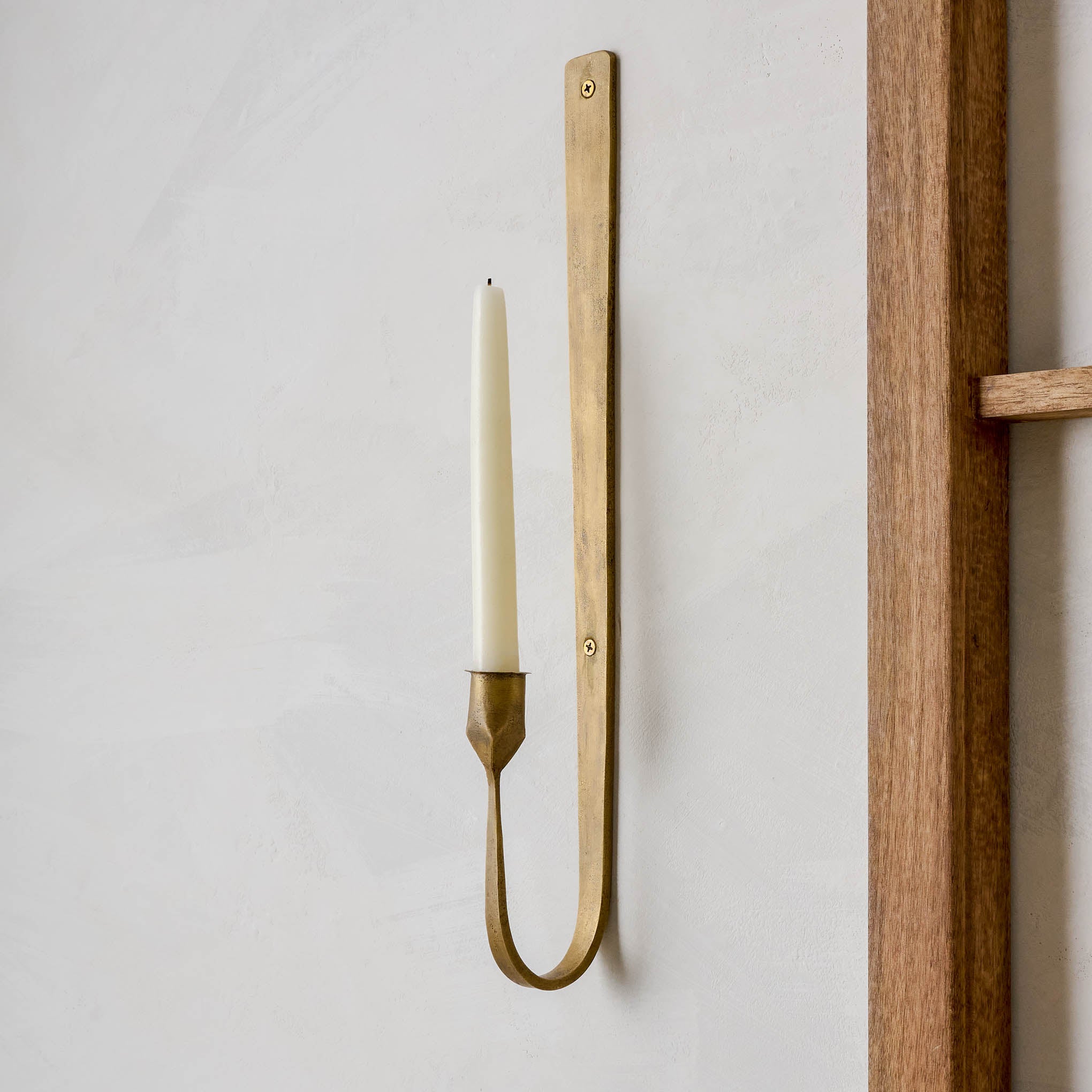 Senna Wood and Brass Wall Shelf - Magnolia