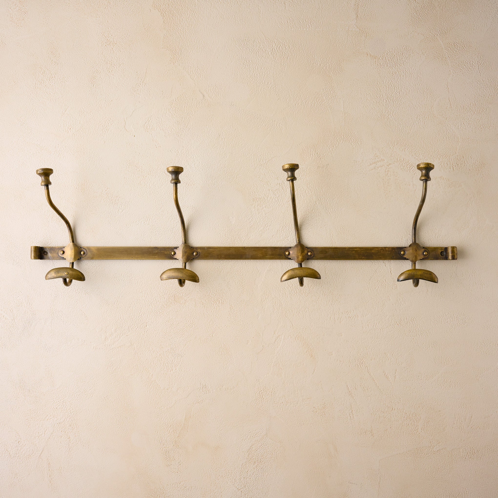 Vintage Clothes Hanger With Brass Hooks and Walnut Wood, Perfect