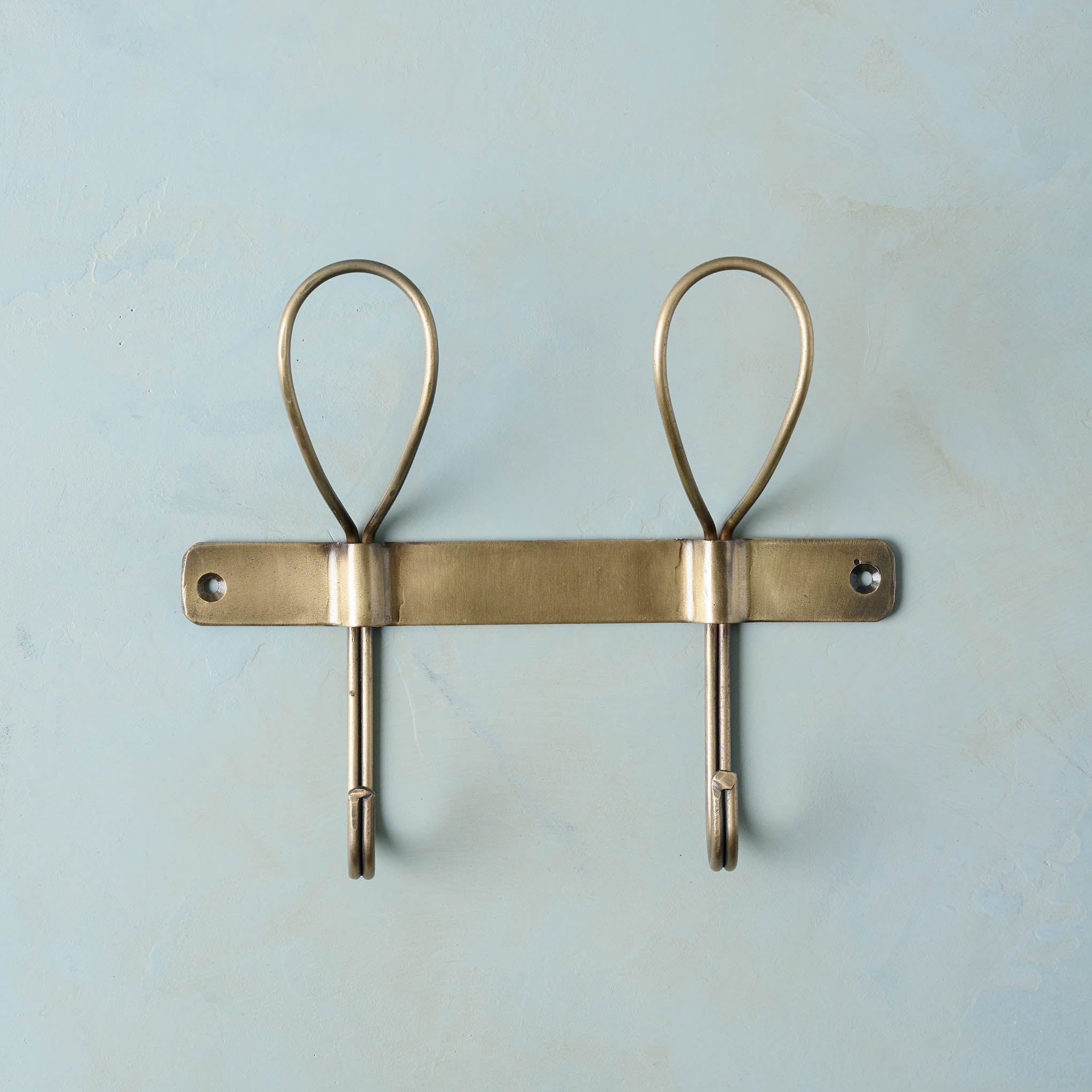 Reed Antiqued Brass Wall Hook - Short