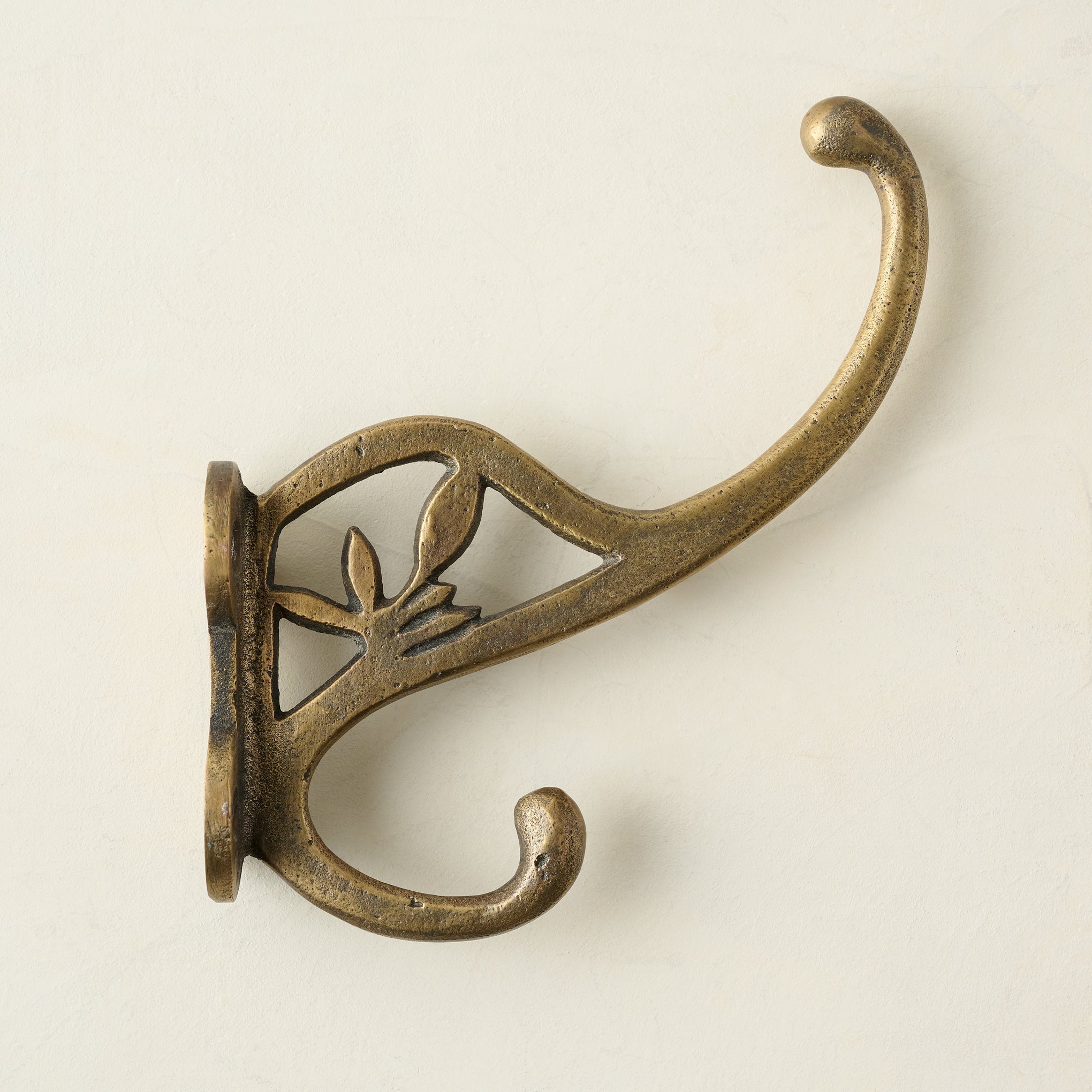 Reed Antiqued Brass Wall Hook - Magnolia