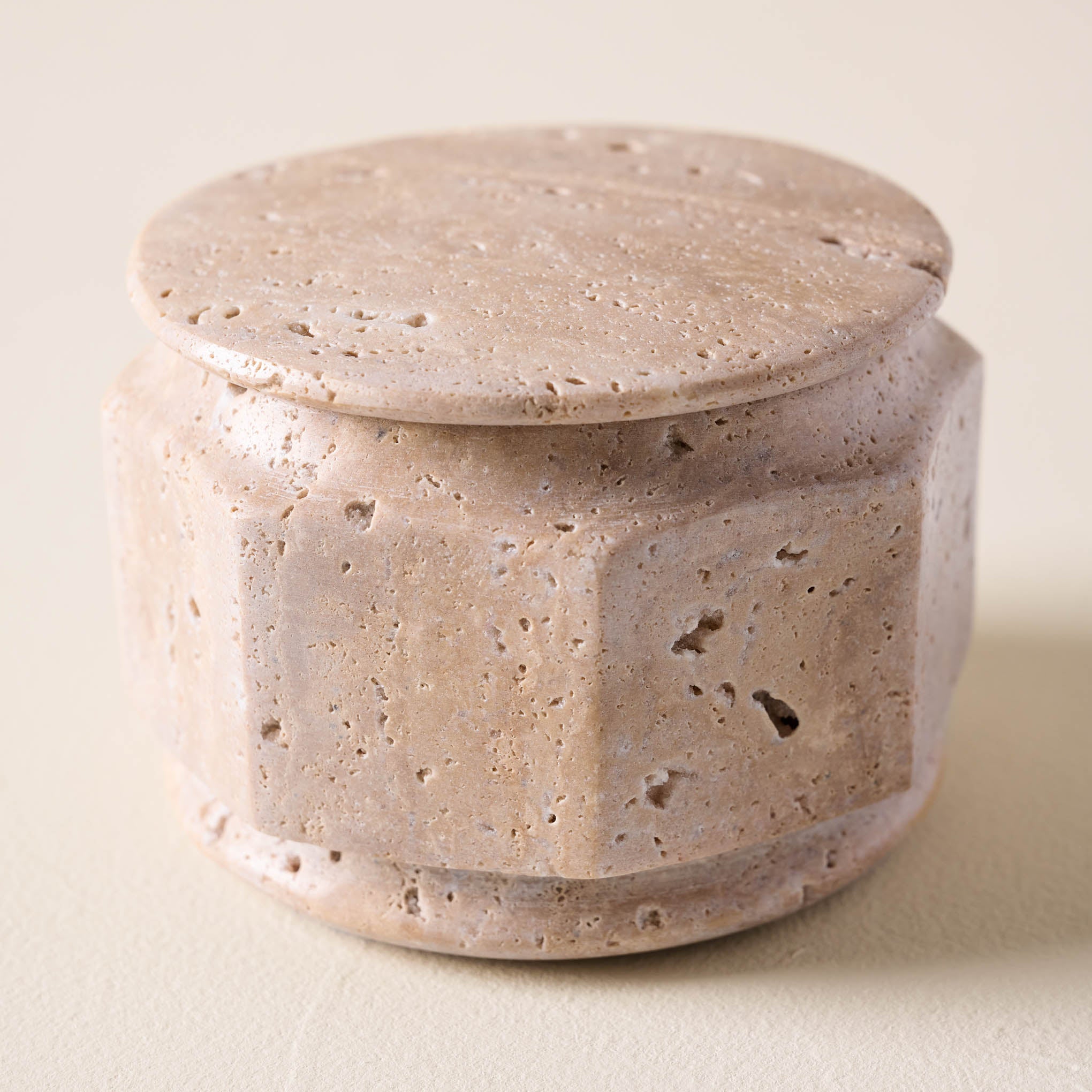 Travertine Canister with lid