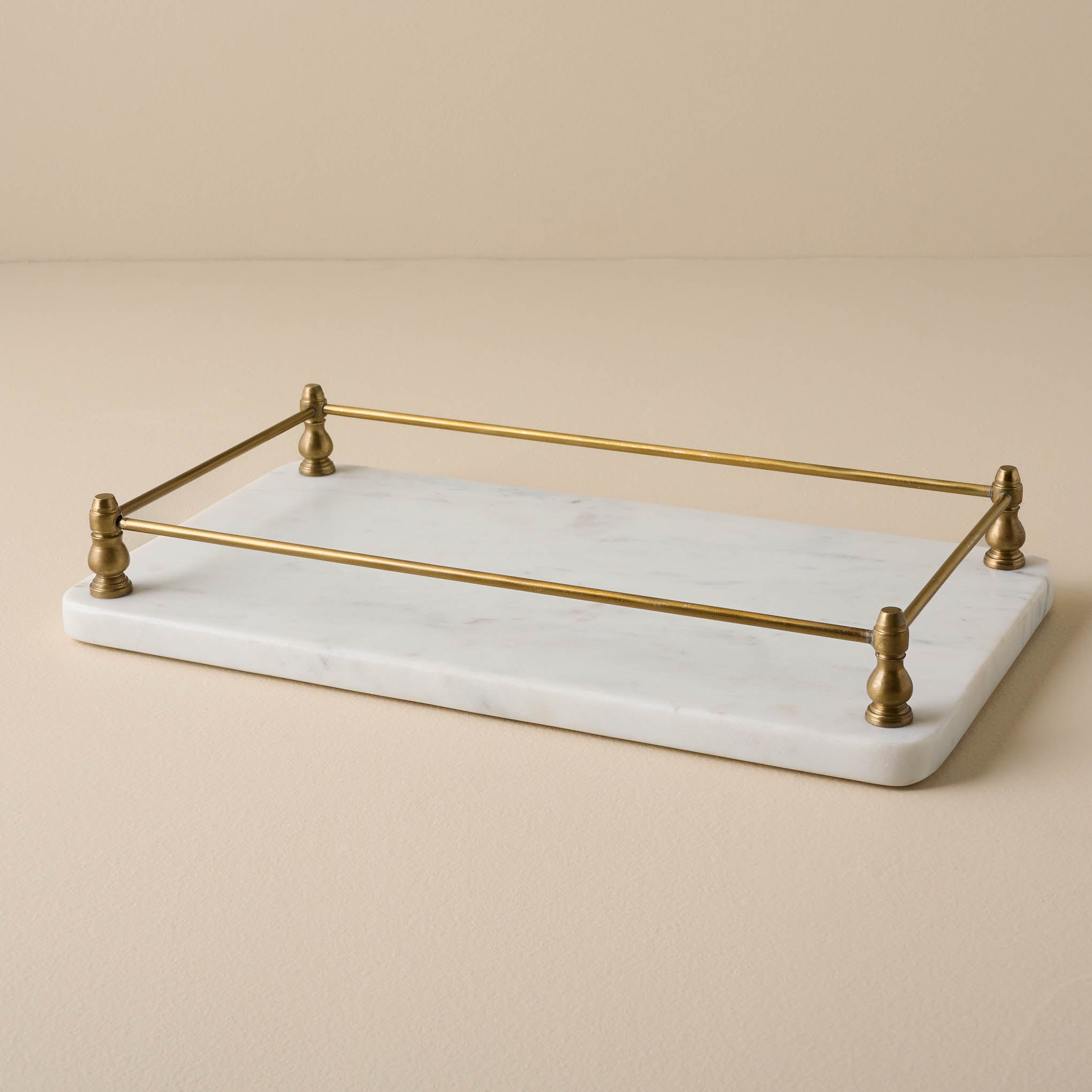 Antique Brass and Marble Vanity Tray