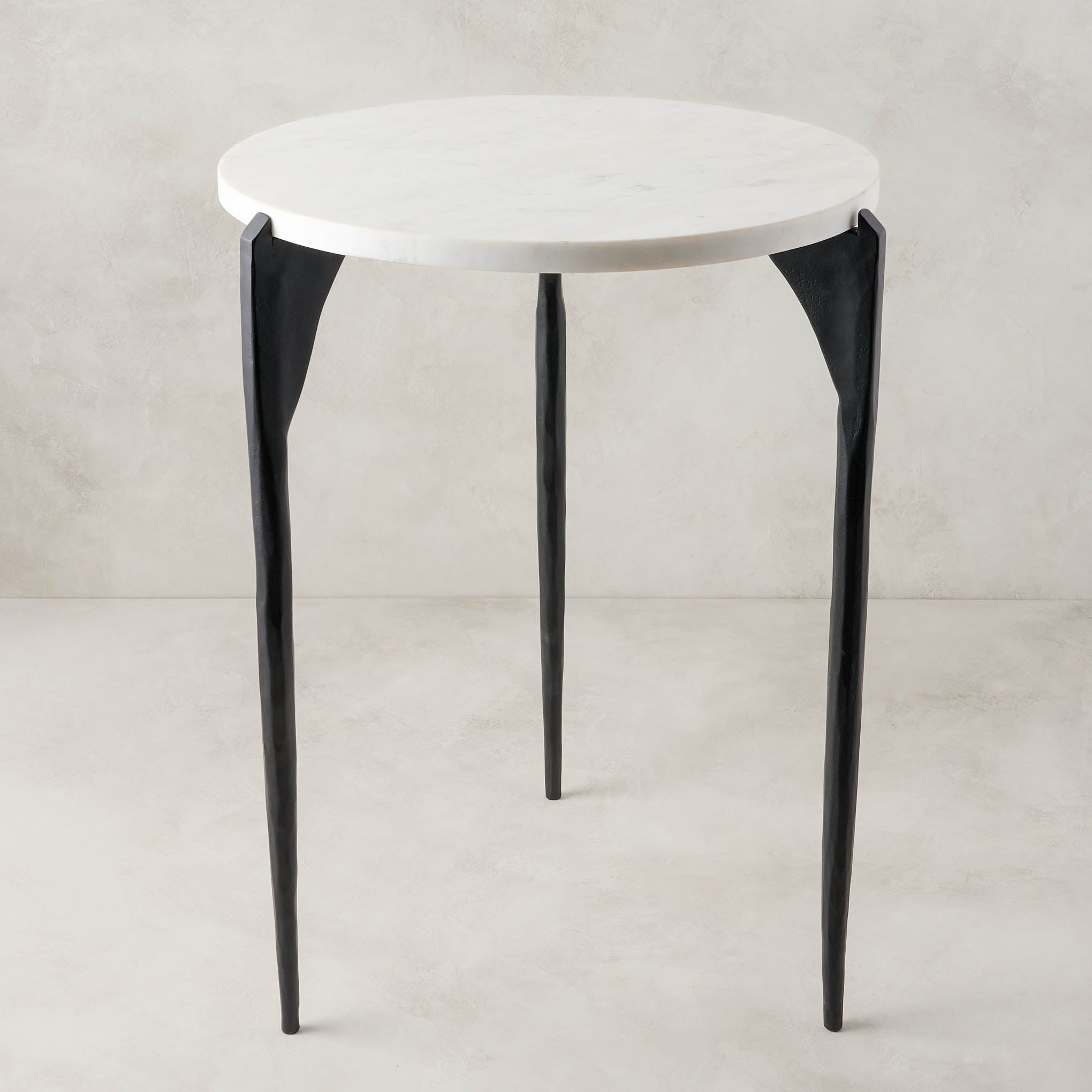 Dorsey Marble Side Table in white marble