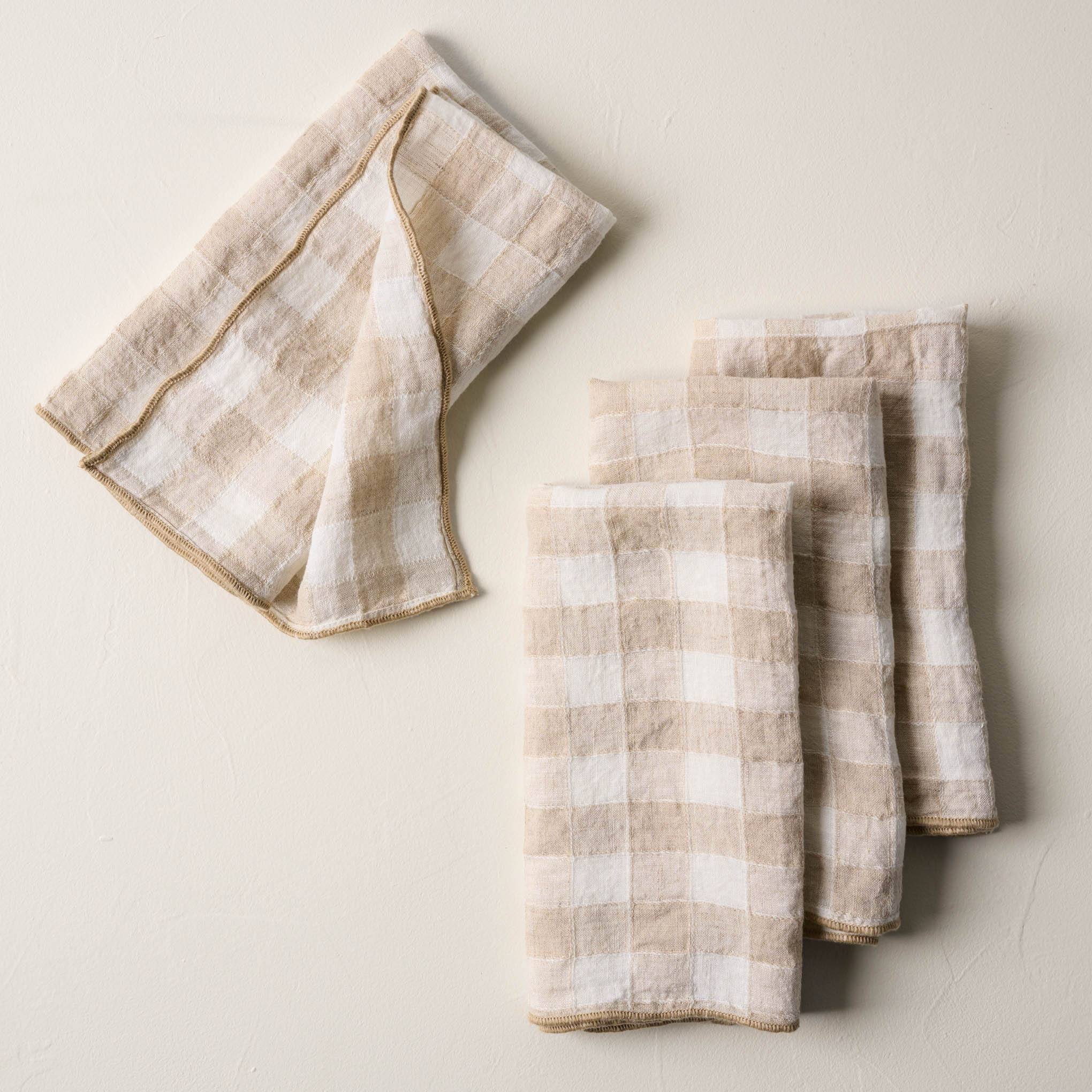 Wheat Gingham Napkin Set of Four $40.00