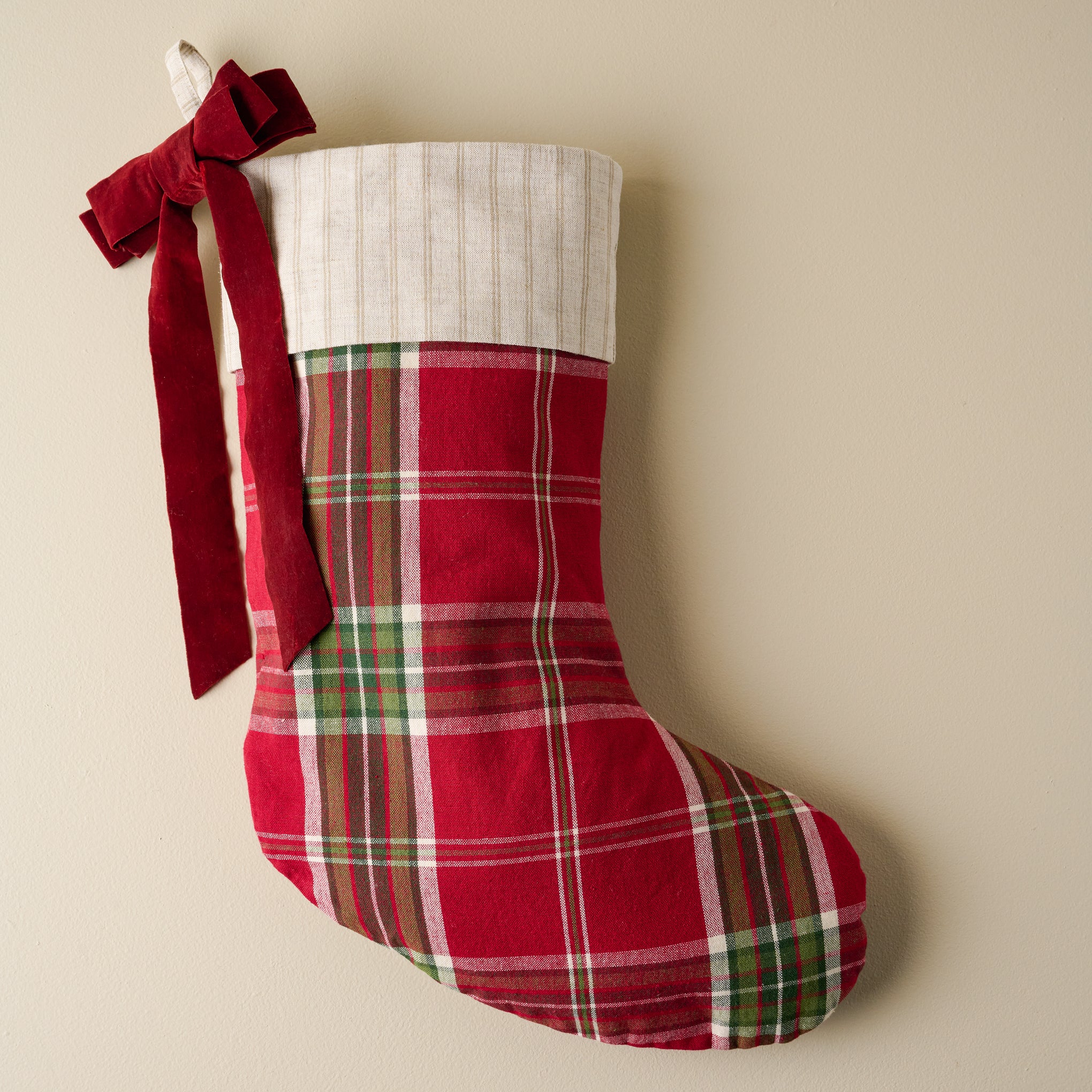 Vintage Christmas Plaid Stocking