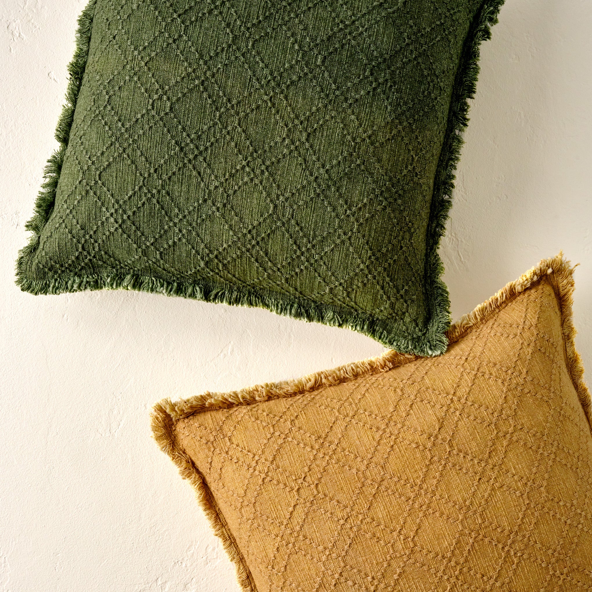 Textured Grid Pillow in mayfly and golden rod