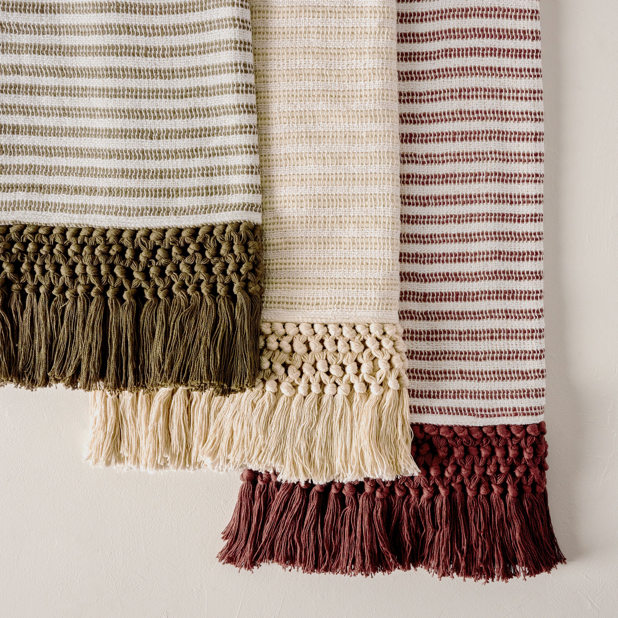 Essential Tassel Throw Cream Striped Magnolia