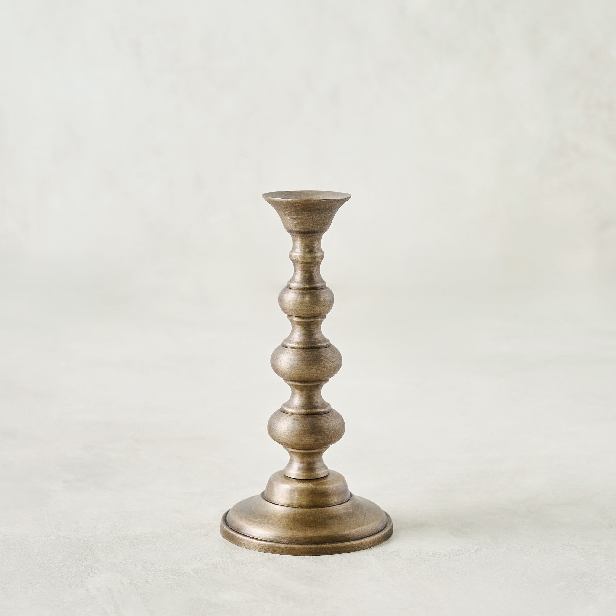 Small Faris Antiqued Brass Candleholder