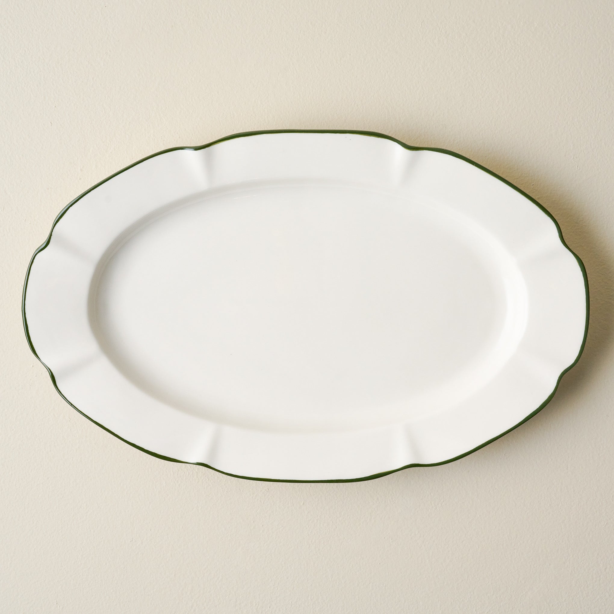 Green Luna Scalloped Serving Platter