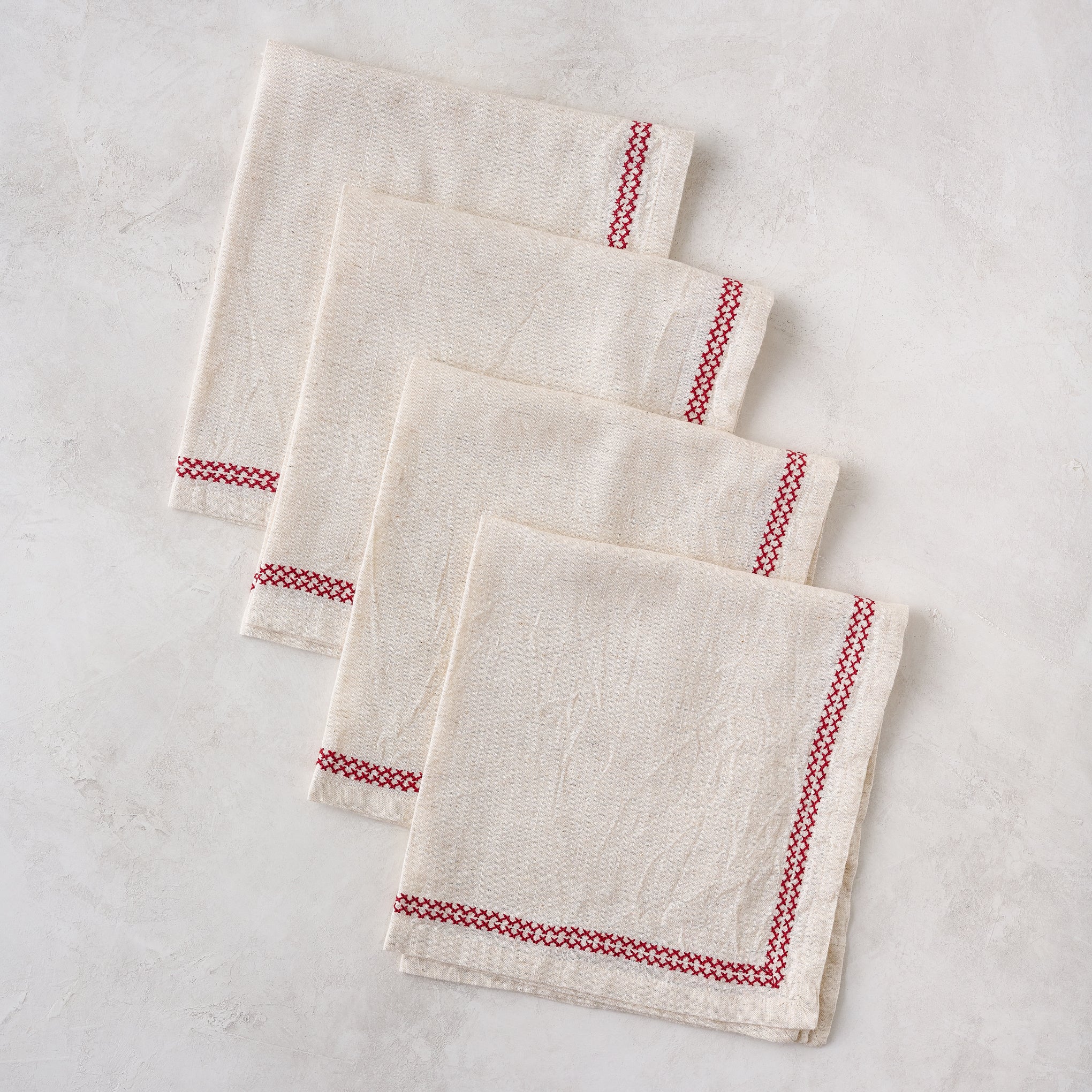 Oatmeal Embroidered Napkin Set of Four