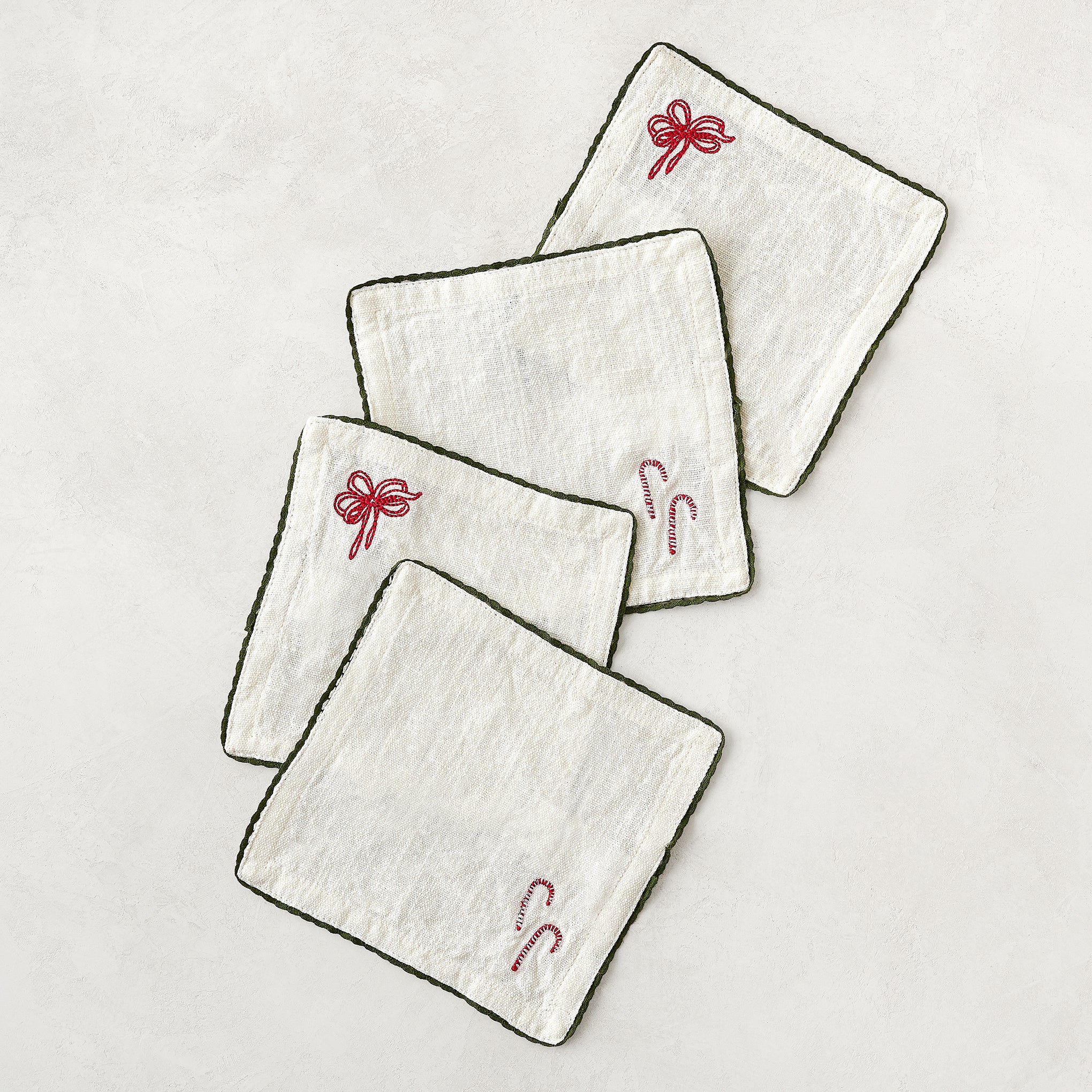 Icon Embroidered Cocktail Napkin Set of Four