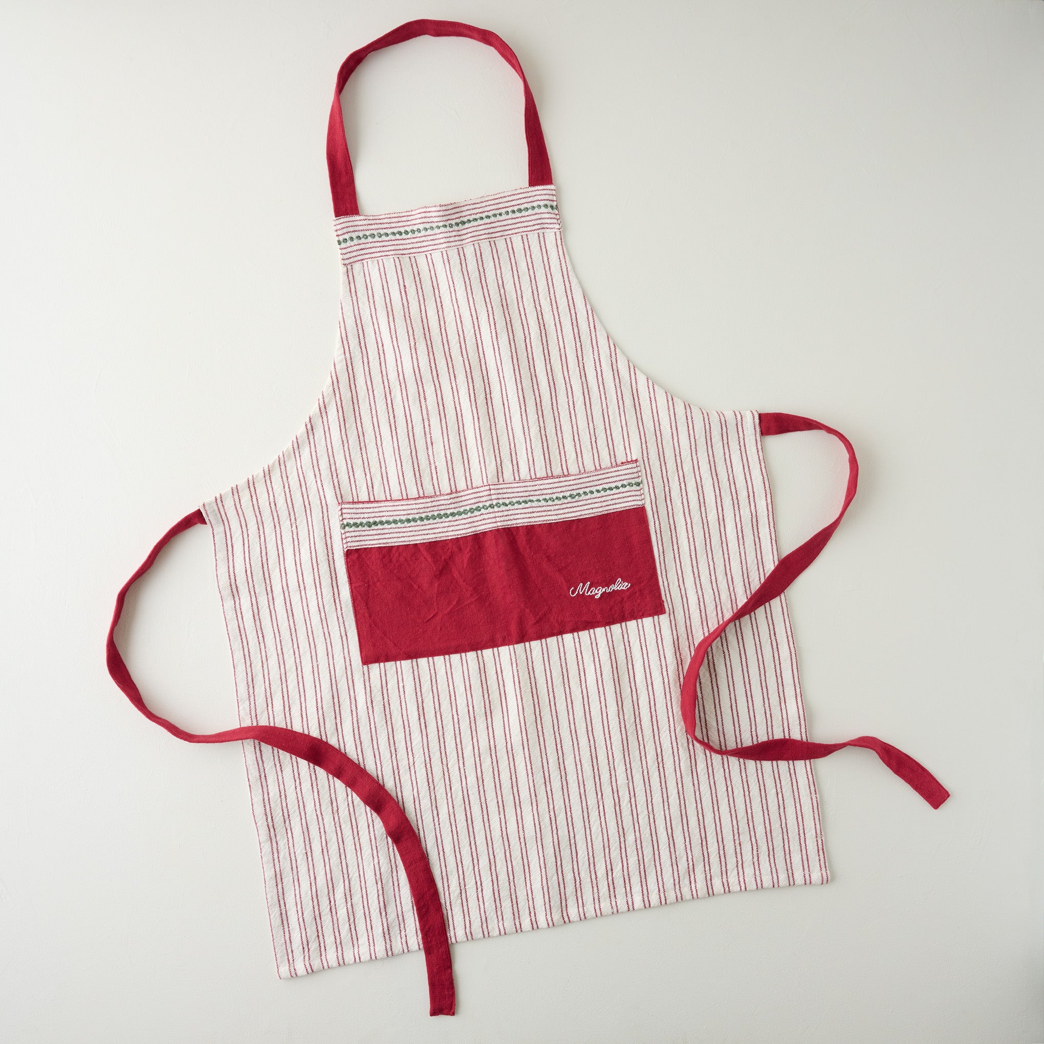 Magnolia Red Stripe Apron $32.00