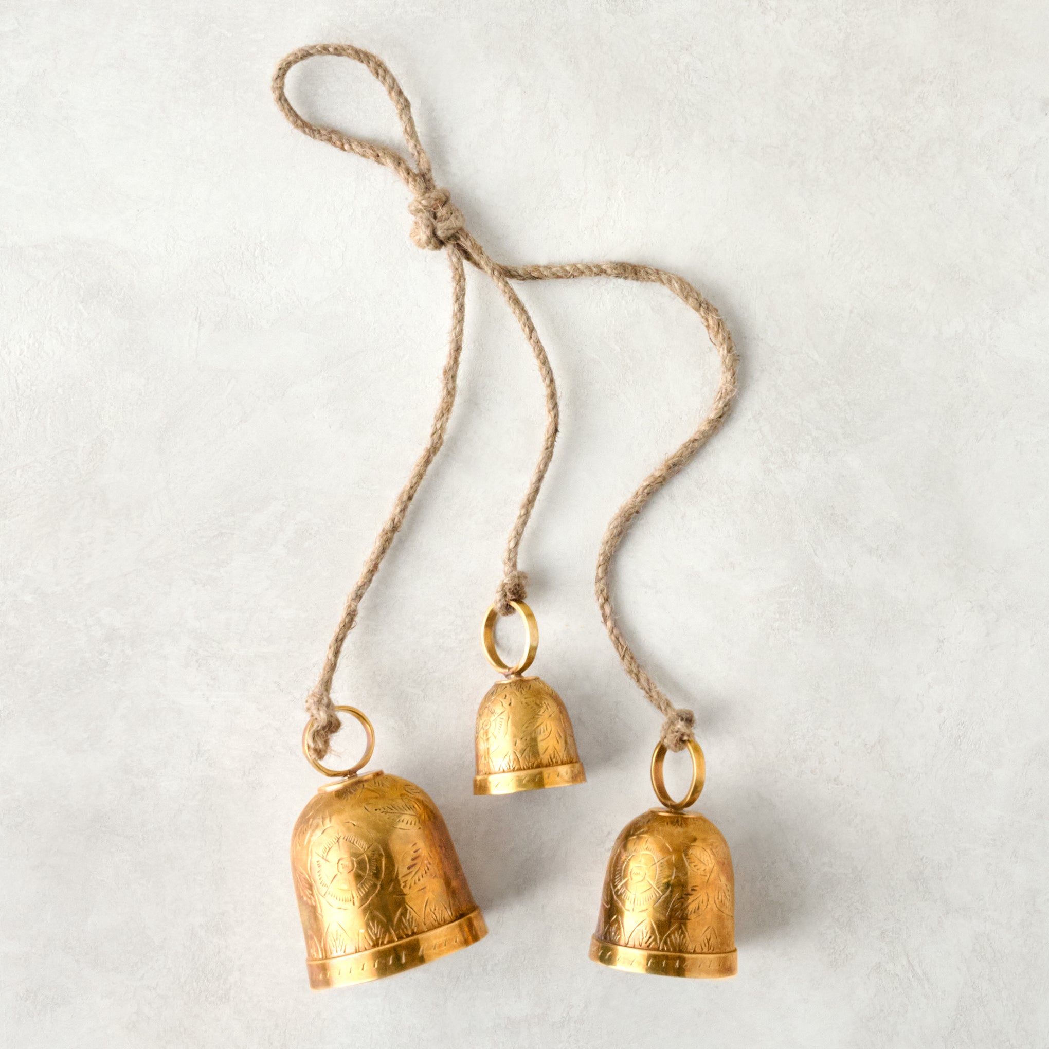 Etched Brass Hanging Bells