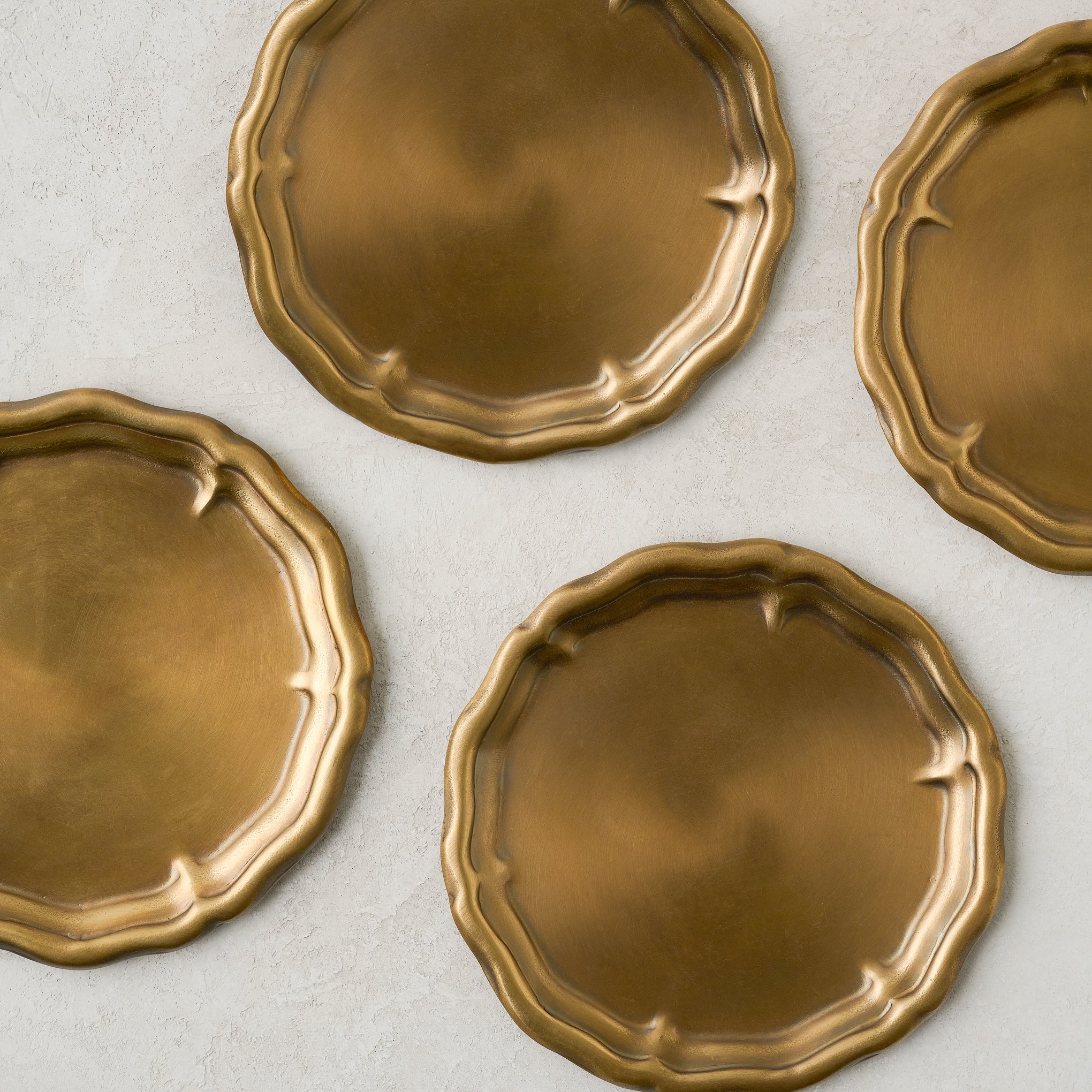 Vintage-Inspired Brass Coaster Set of Four