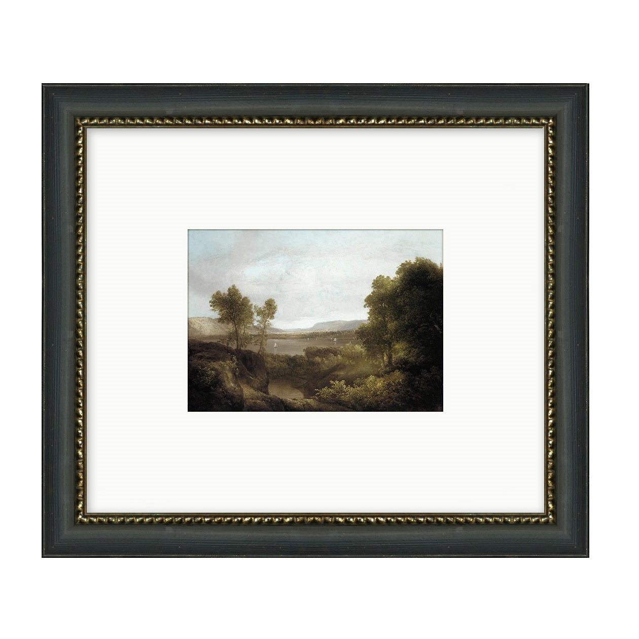 Framed art called Tranquil Summer shows green landscape on a quiet summer day