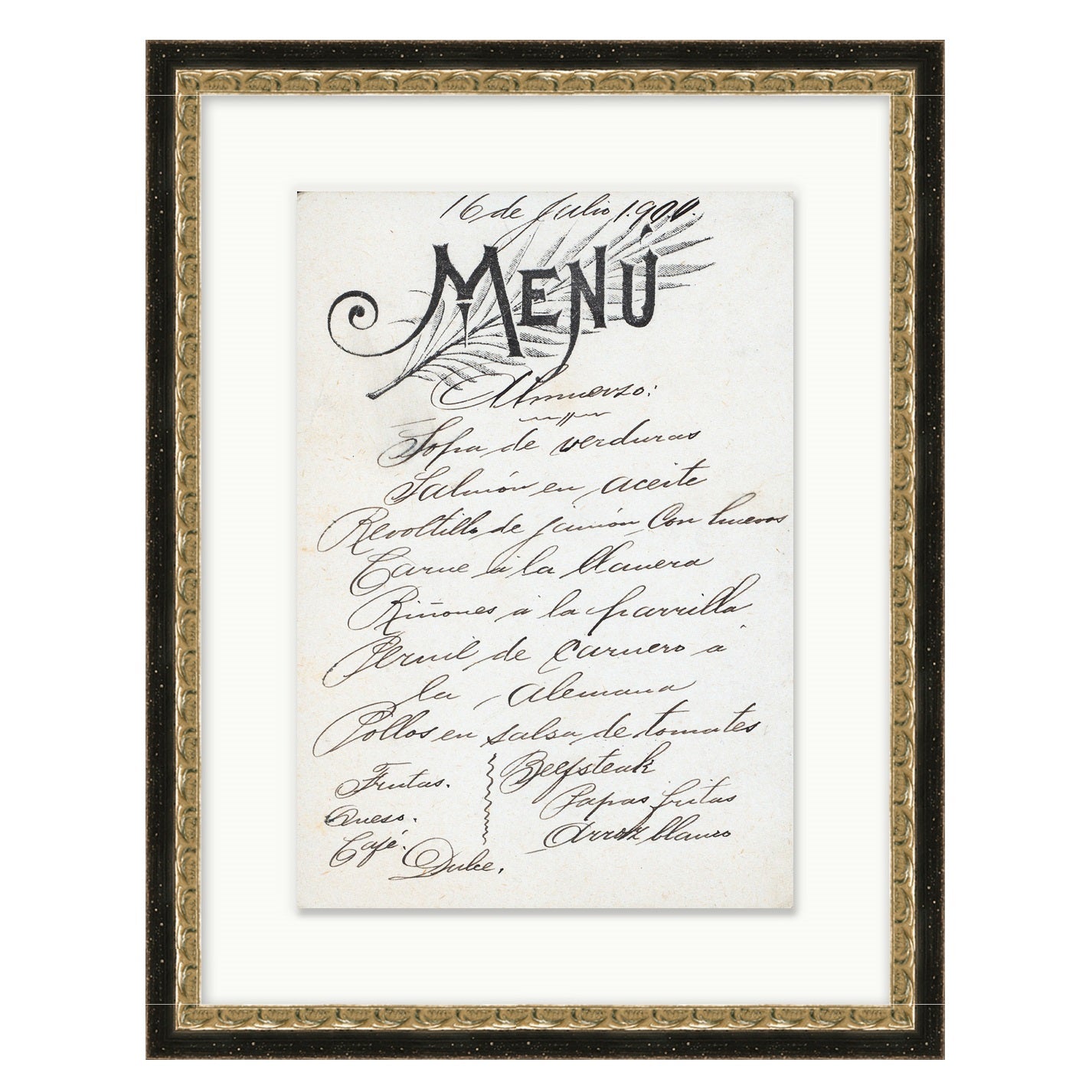 framed wall art called Vintage Menu II