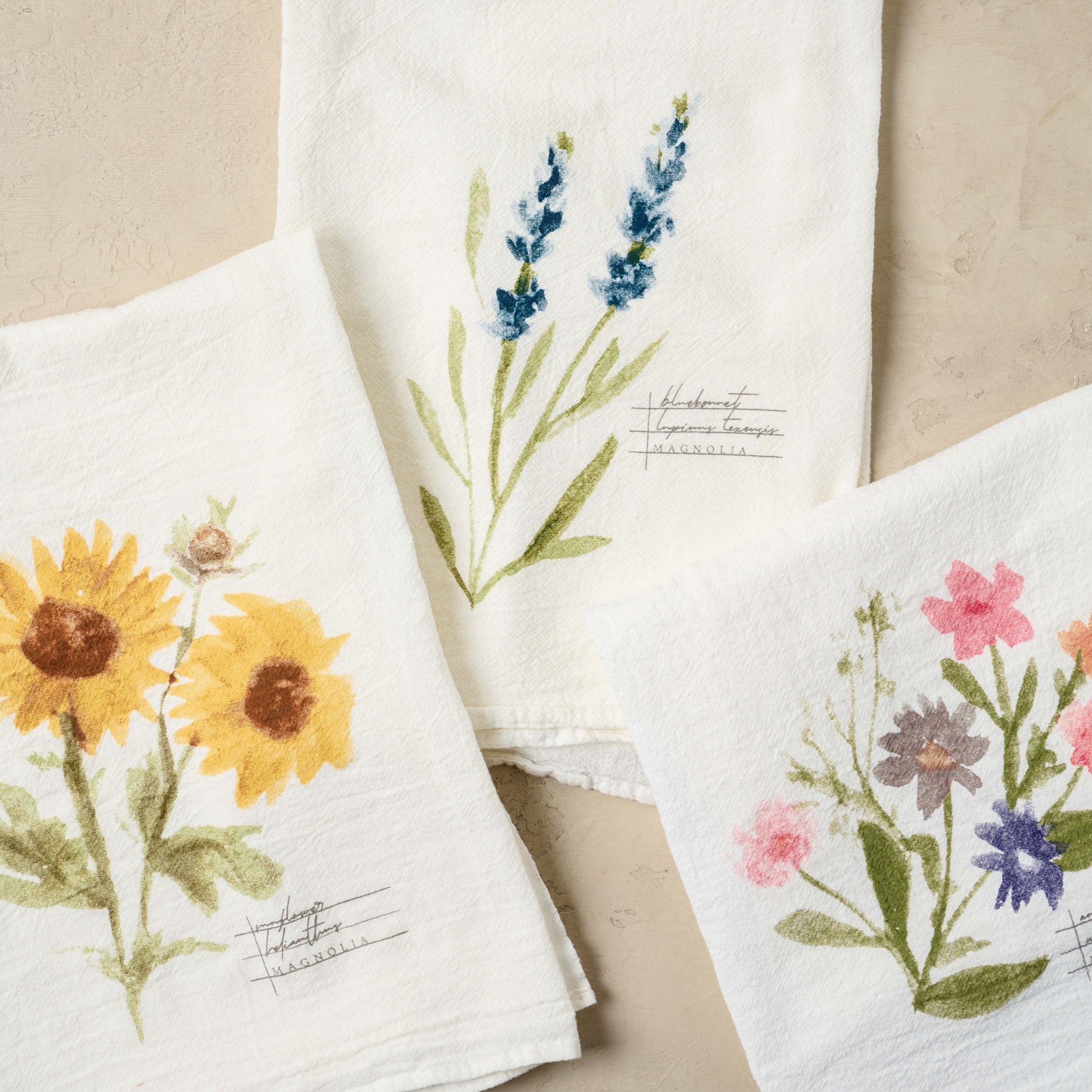 6 Kitchen Towels - Hearth & Hand with Magnolia Rose Kitchen Towel Set Cream  New