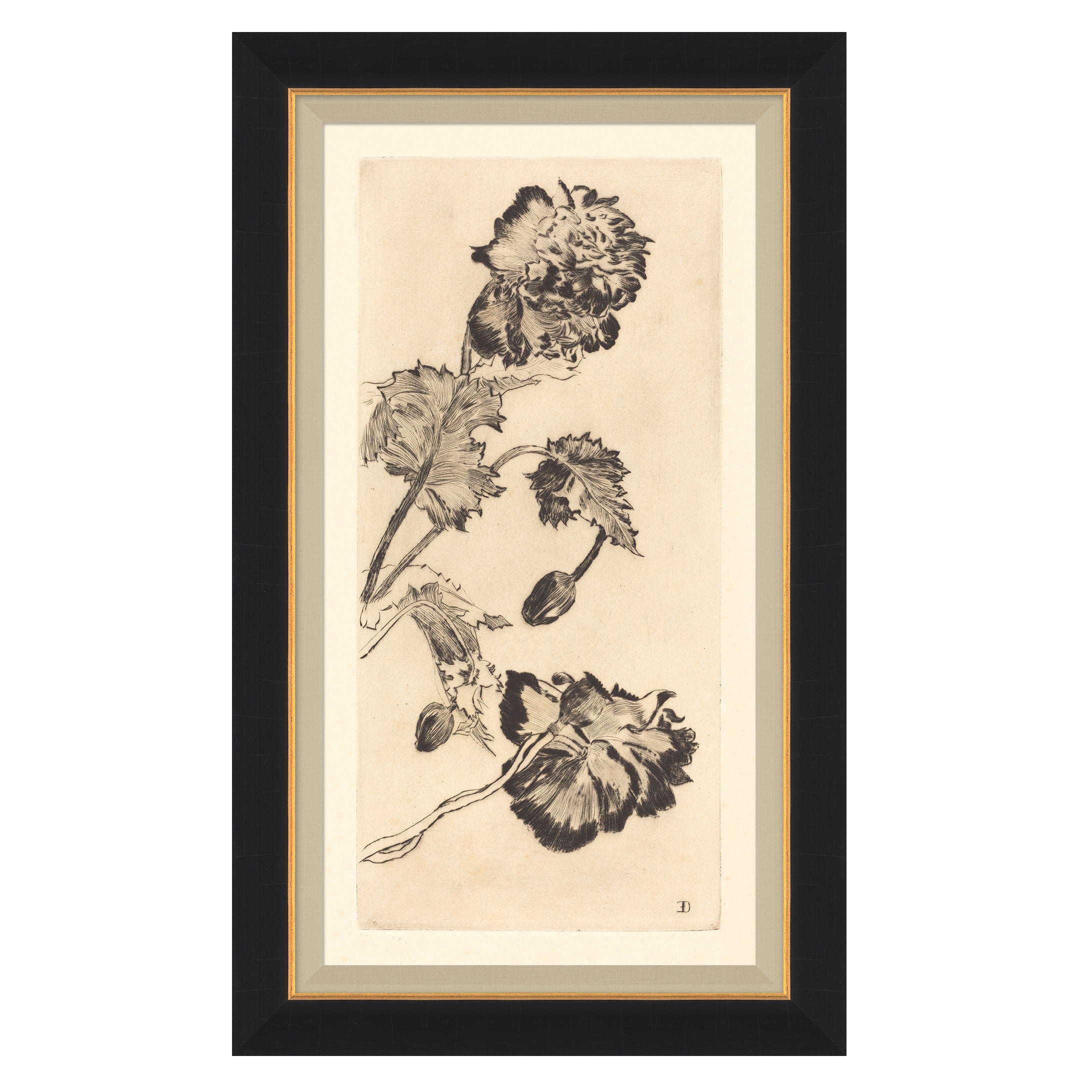 Framed wall art called Vintage Peony I $440.00