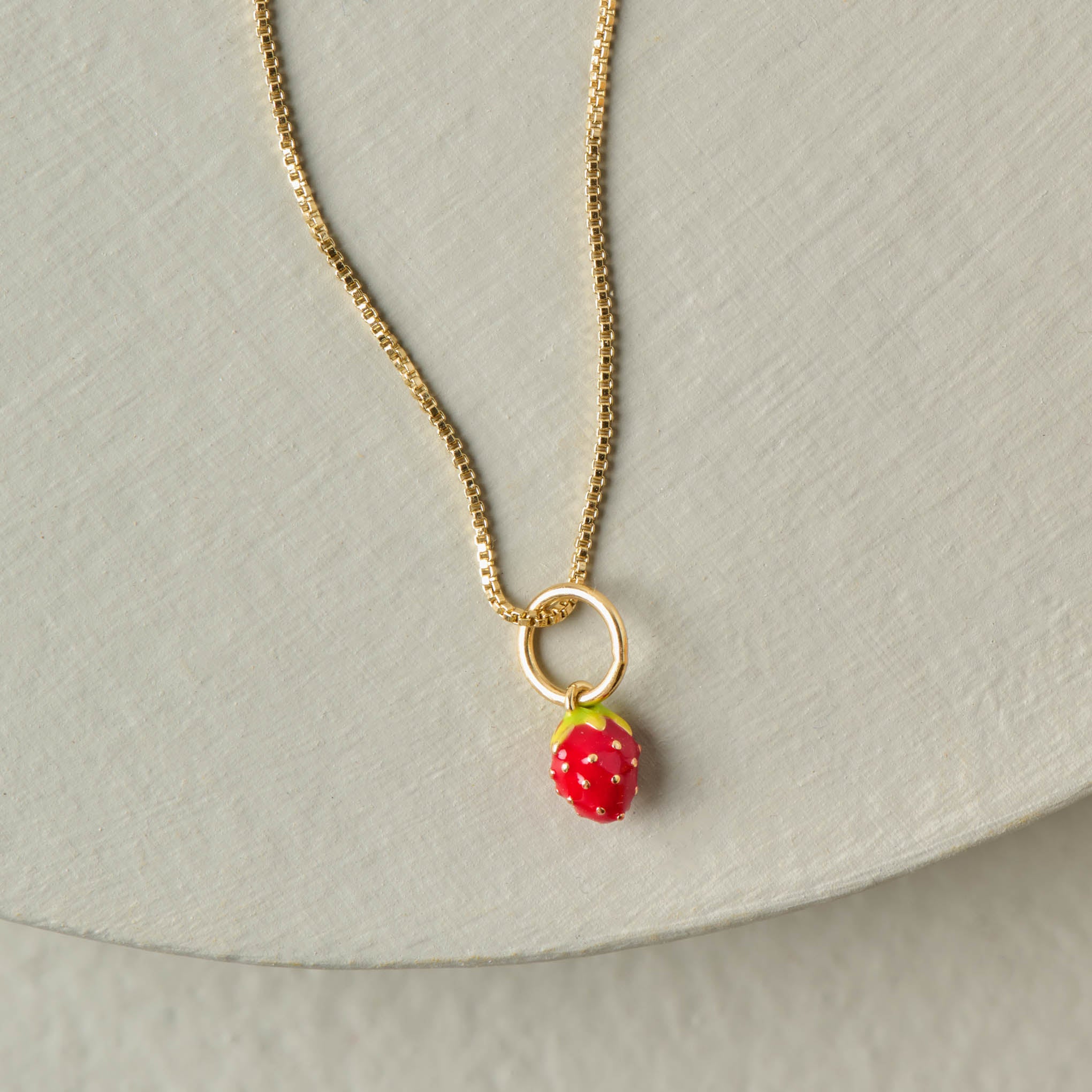 Strawberry Gold Chain Necklace close up $52.00