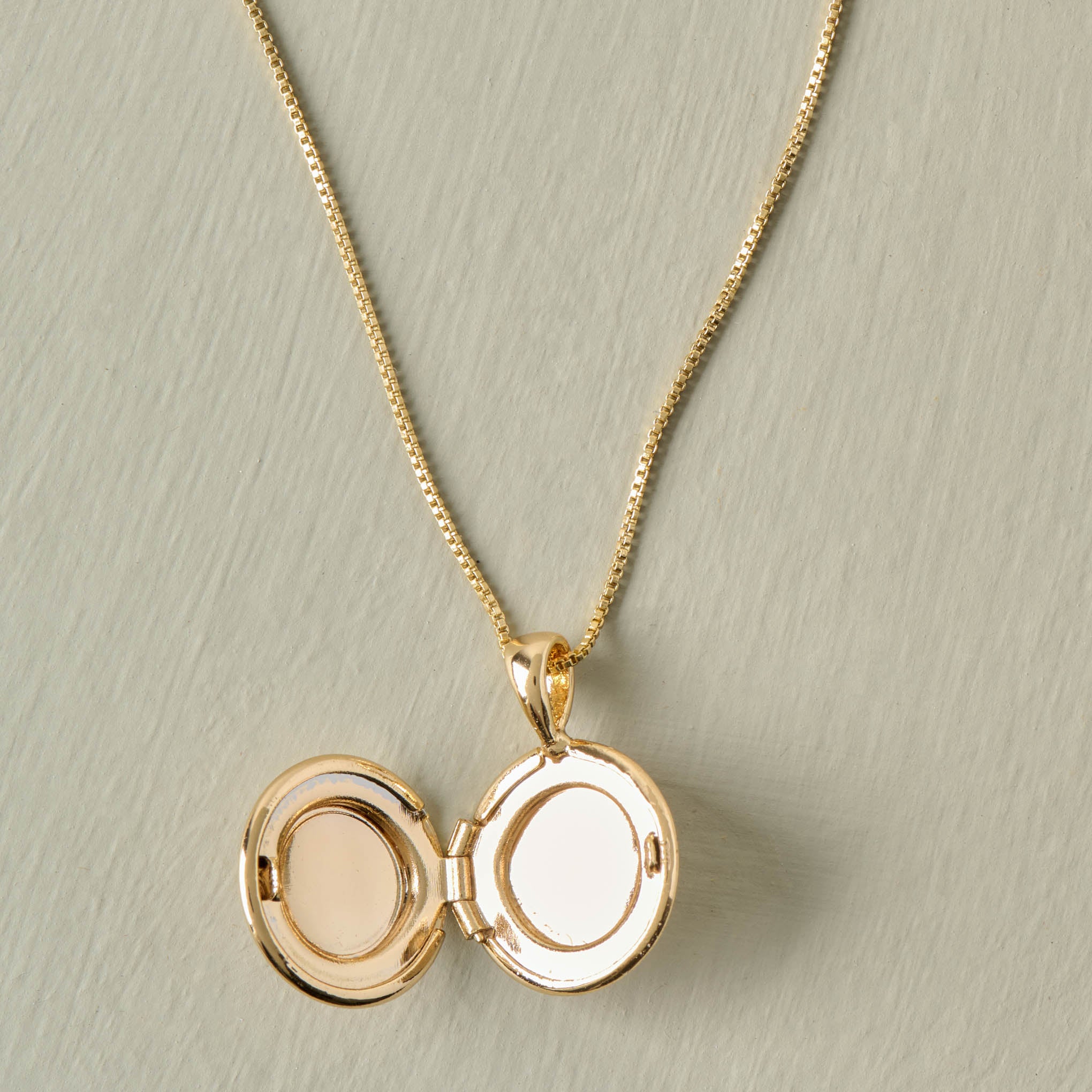 Etched Locket Gold Chain Necklace with locket open $52.00