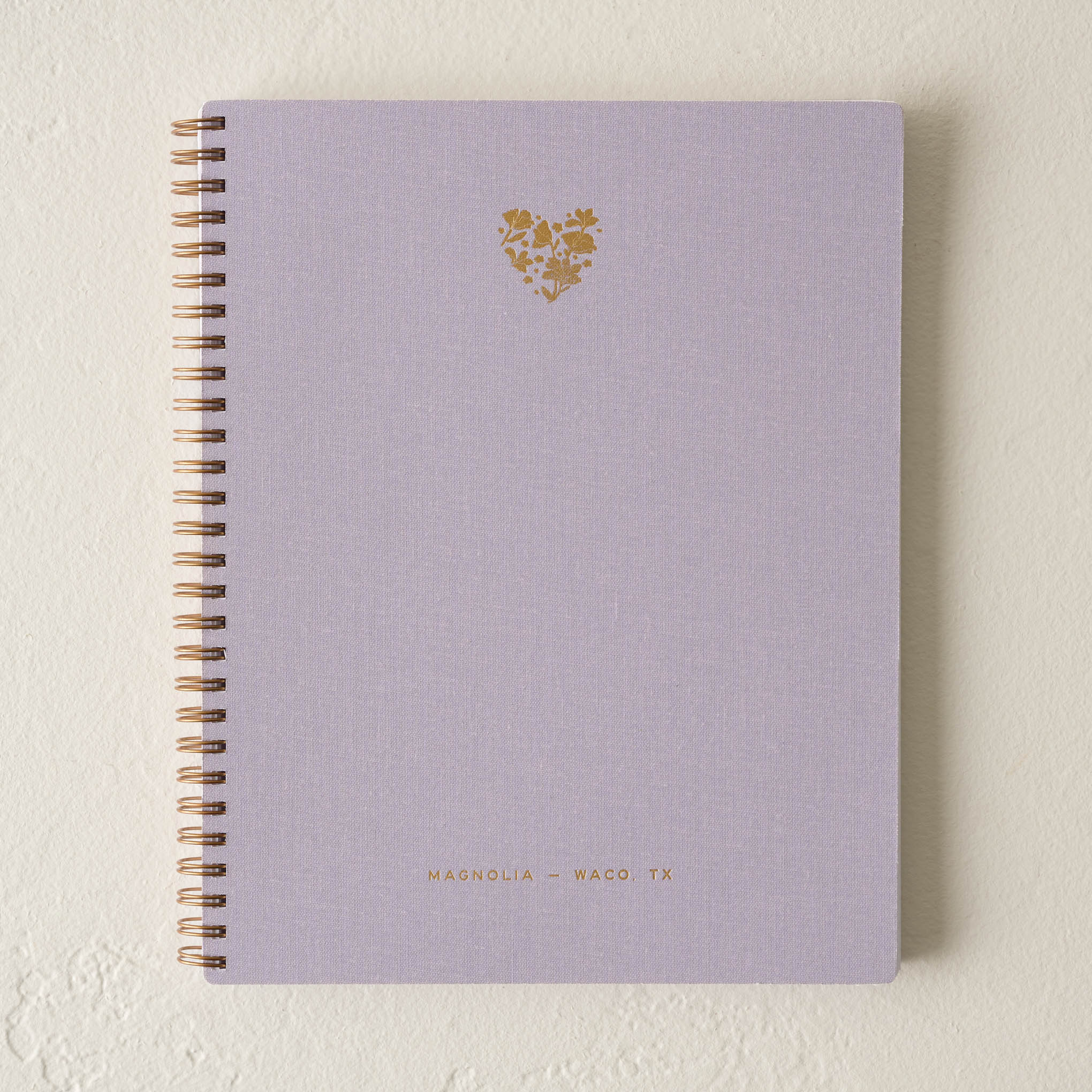 Lavender Gray Magnolia Heart Linen Notebook