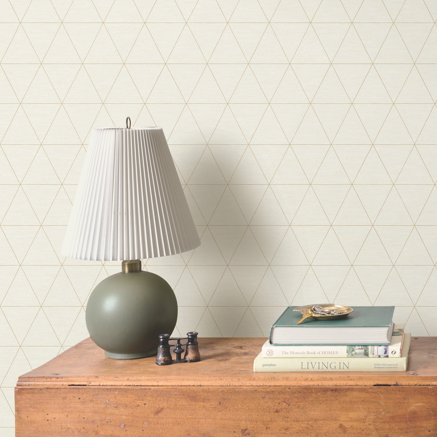 Ridge Wallpaper in whitewash shown on wall $140.00