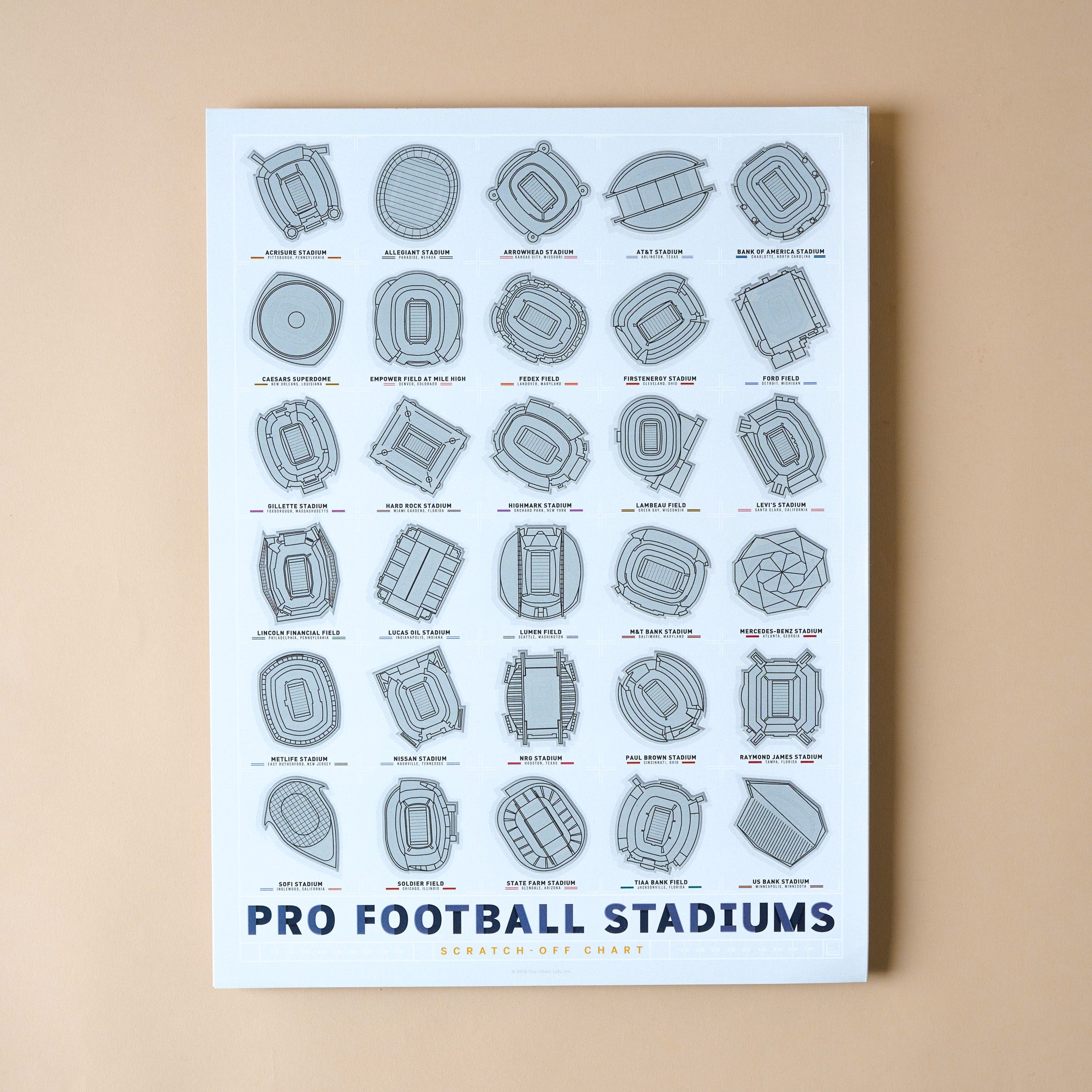 Pro Football Stadiums Scratch-Off Chart $25.00