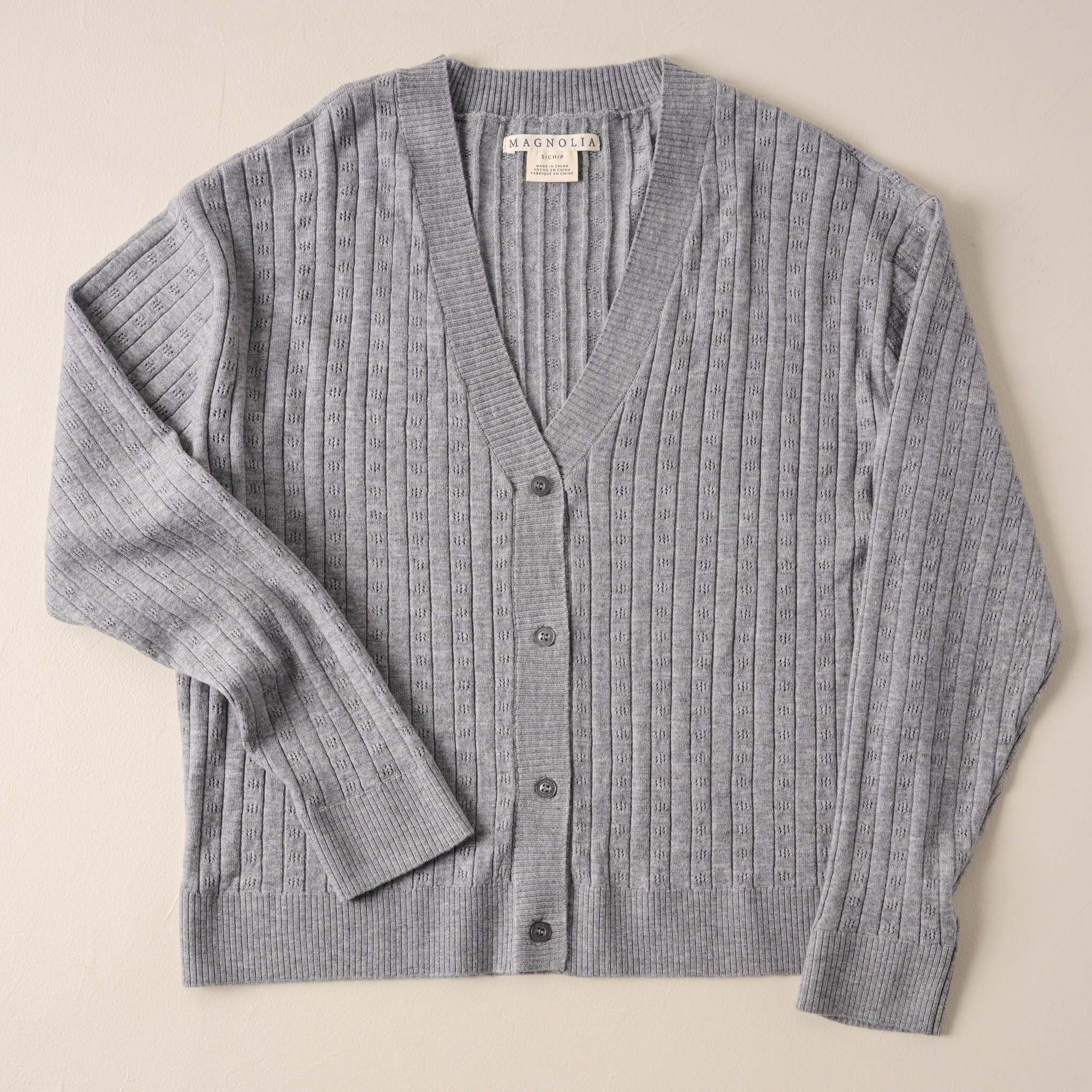 Pointelle French Grey Cardigan On sale for $54.40, discounted from $68.00
